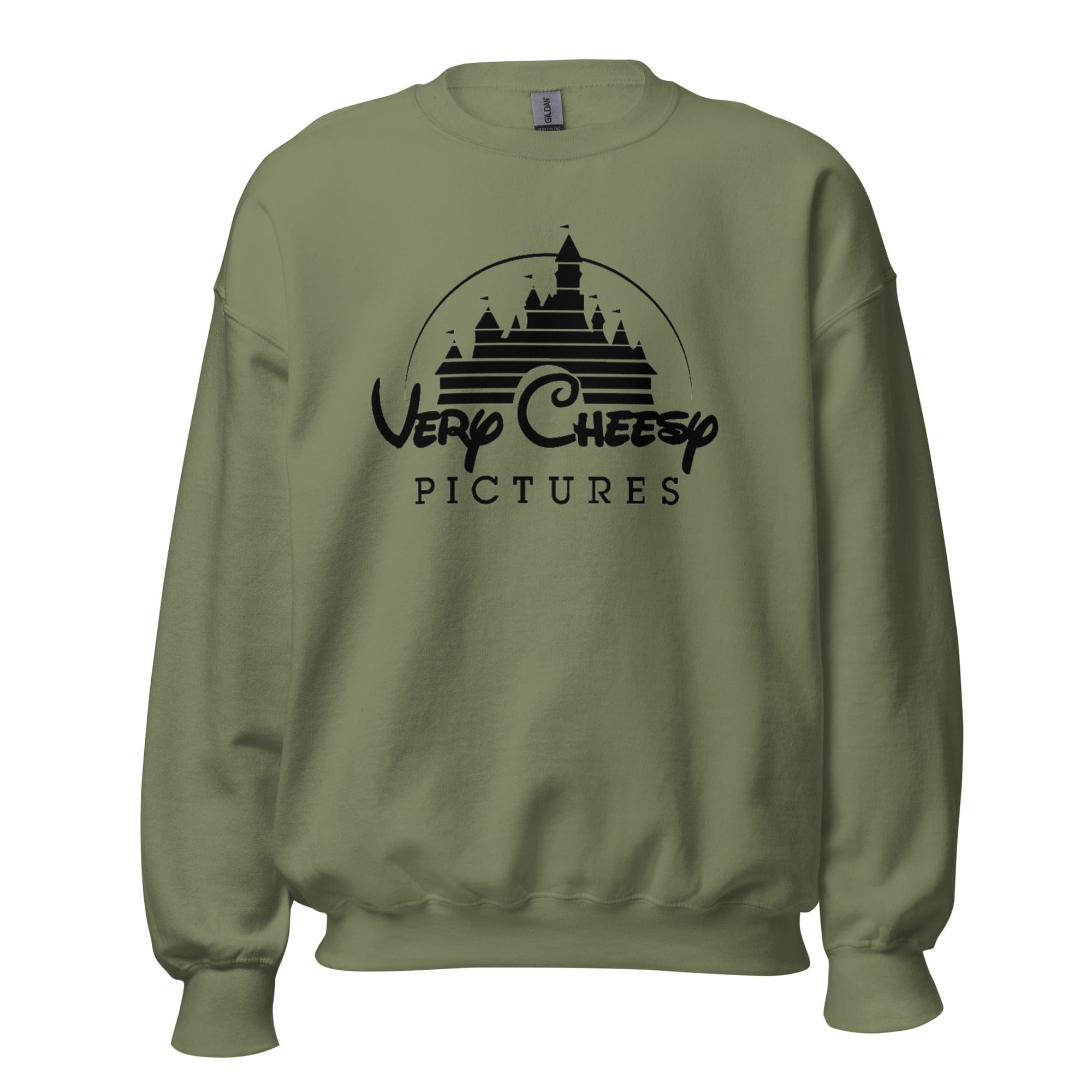 GRAPHIC T-SHIRTS Military Green / S Unisex Crew Neck Sweatshirt - Very Cheesy Pictures