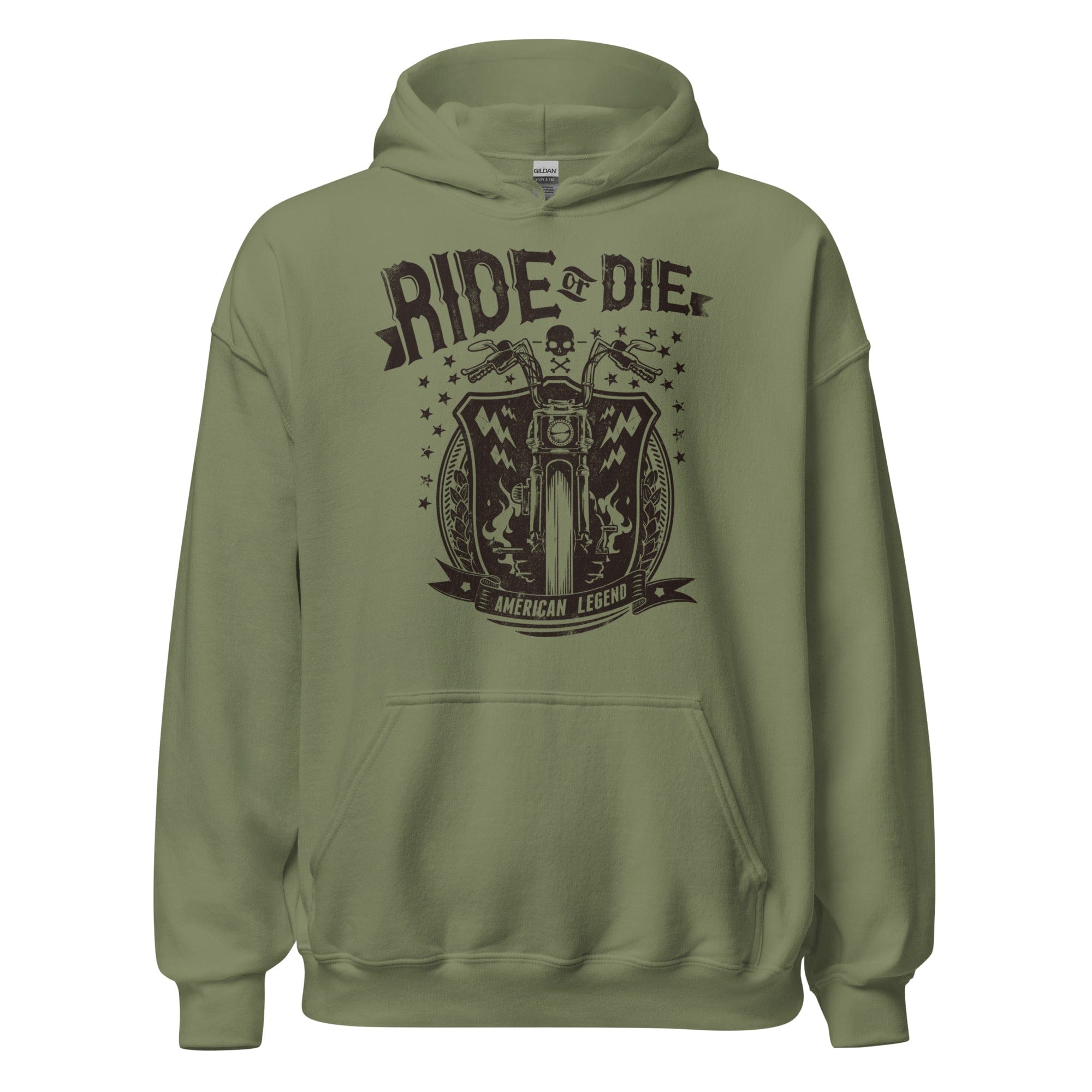 GRAPHIC T-SHIRTS Military Green / S Unisex Heavy Blend Hoodie - Ride Or Die American Legend