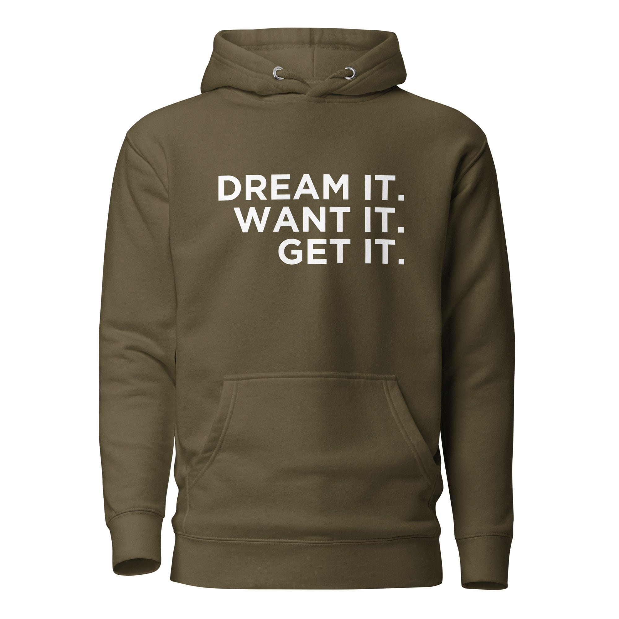 GRAPHIC T-SHIRTS Military Green / S Unisex Premium Hoodie - Cotton Heritage - Dream It. Want It. Get It.