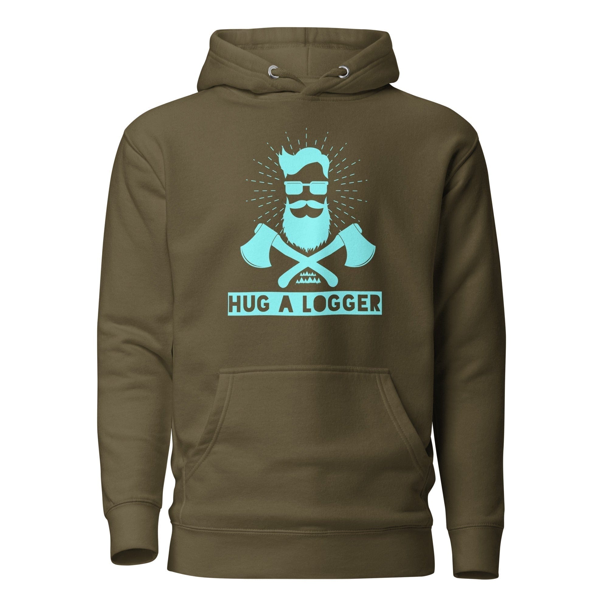 GRAPHIC T-SHIRTS Military Green / S Unisex Premium Hoodie - Hug A Logger