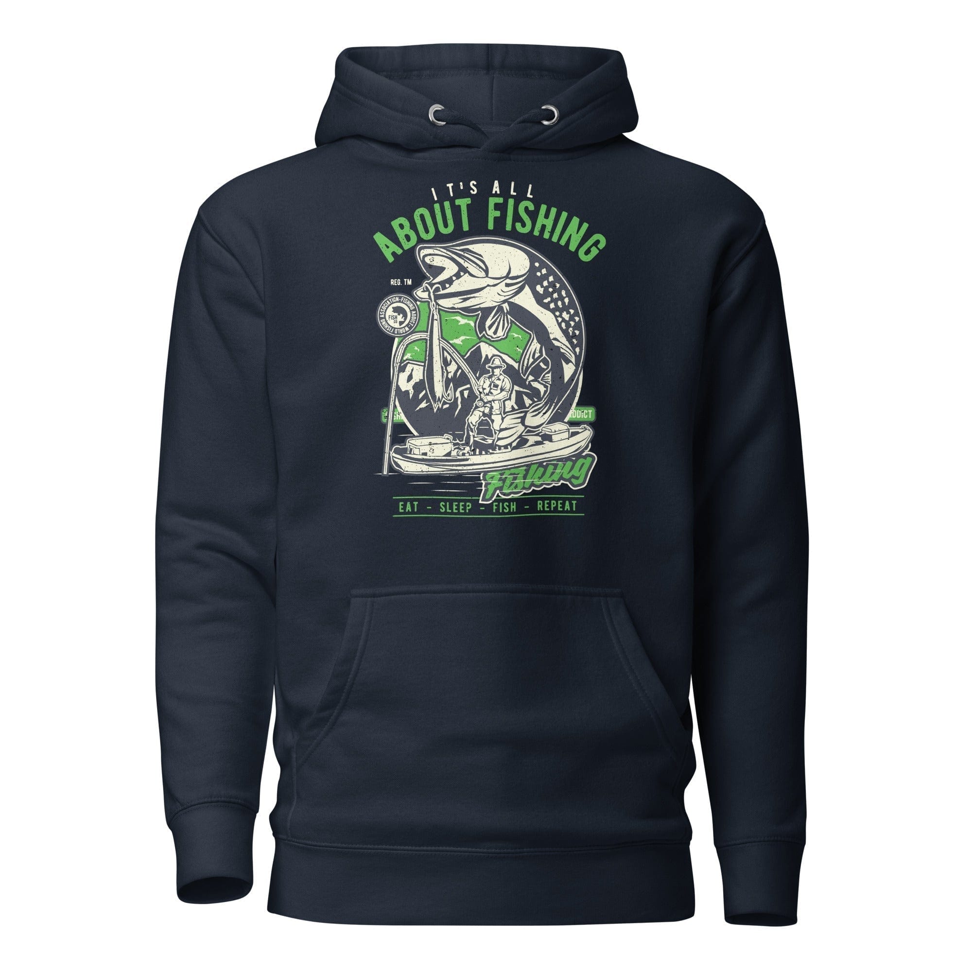 GRAPHIC T-SHIRTS Navy Blazer / S Unisex Premium Hoodie - Cotton Heritage - It's All About Fishing Eat Sleep Fish Repeat