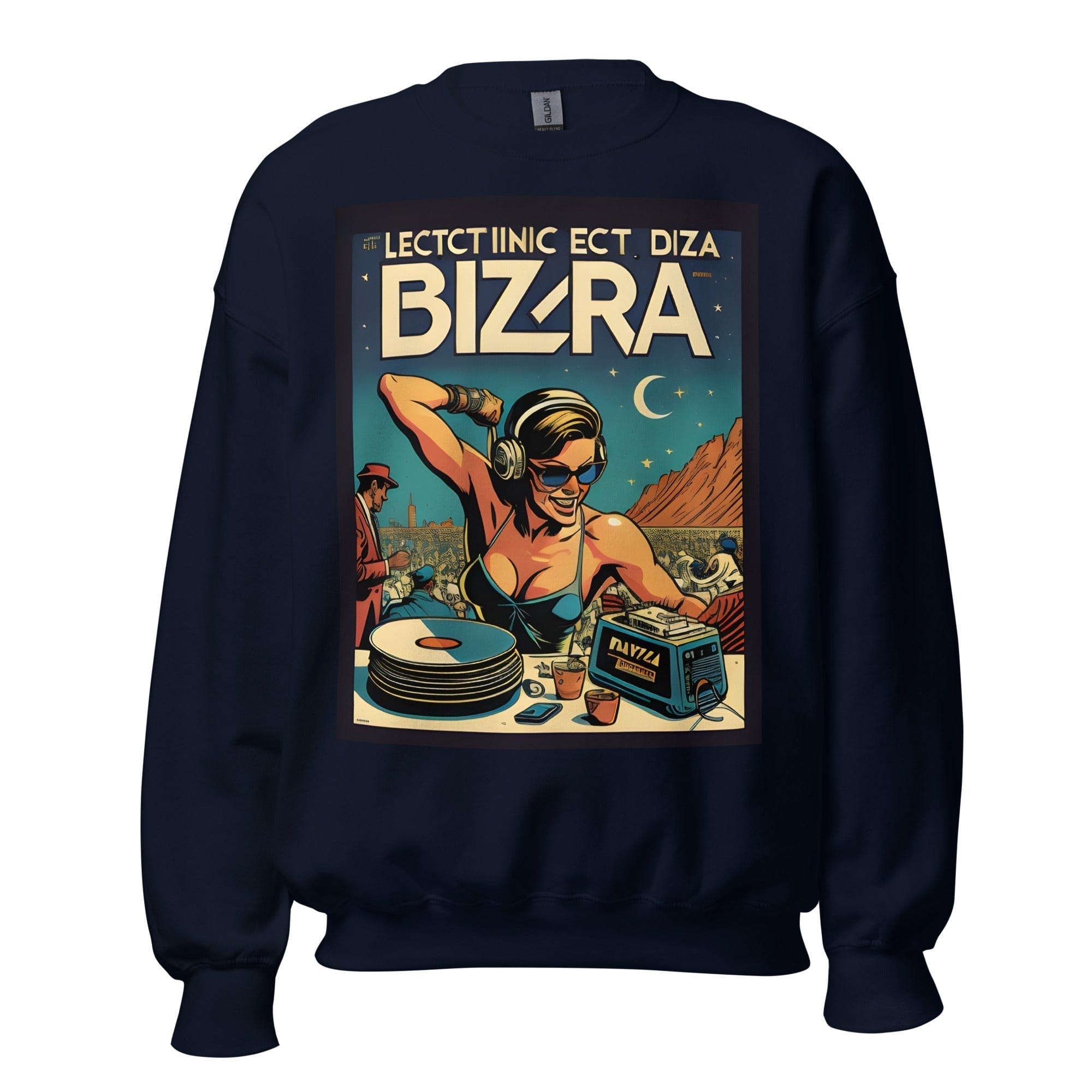 GRAPHIC T-SHIRTS Navy / S Unisex Crew Neck Sweatshirt - Ibiza Night Club Heroes Comic Series v.17