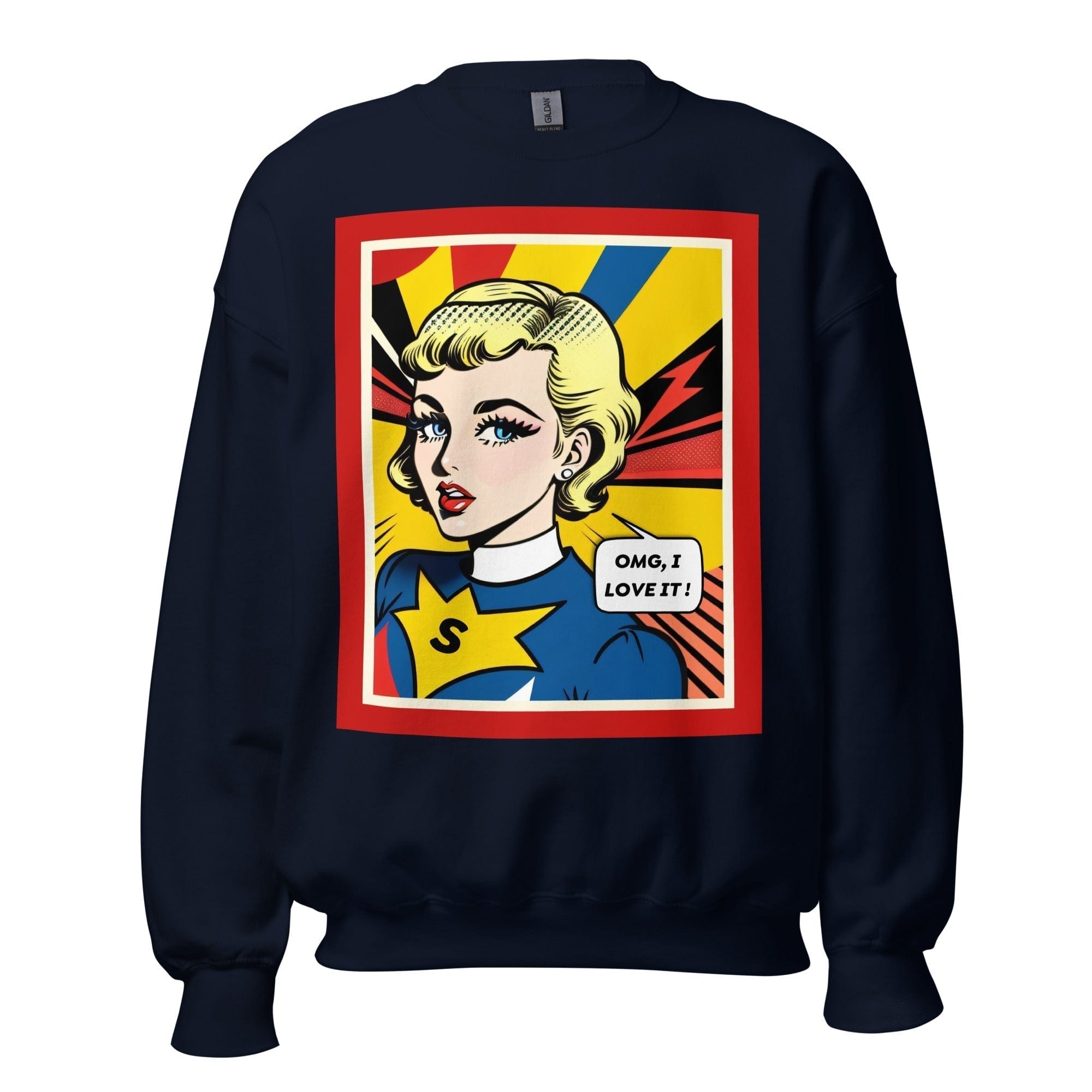 GRAPHIC T-SHIRTS Navy / S Unisex Crew Neck Sweatshirt - Vintage American Comic Series v.12