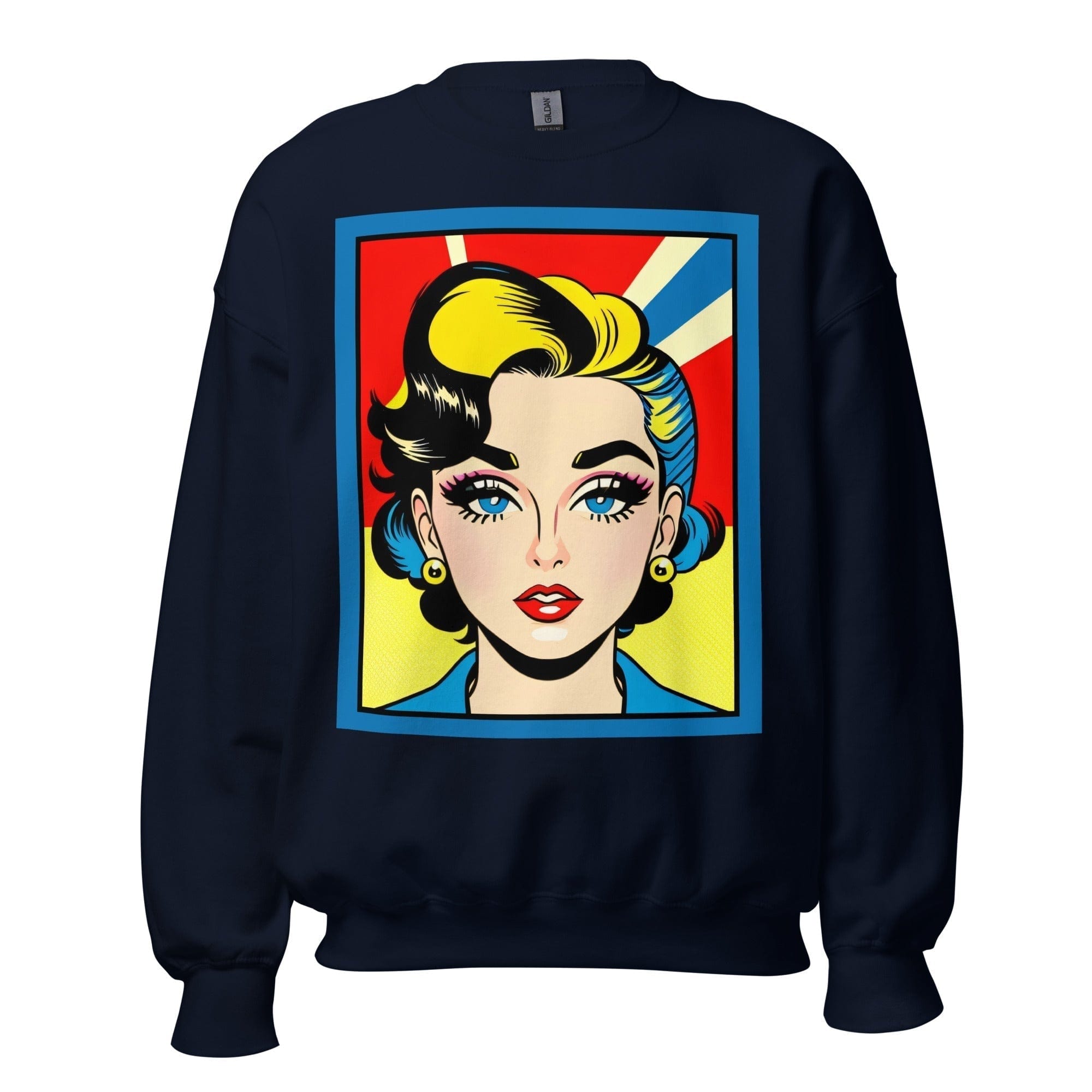 GRAPHIC T-SHIRTS Navy / S Unisex Crew Neck Sweatshirt - Vintage American Comic Series v.26