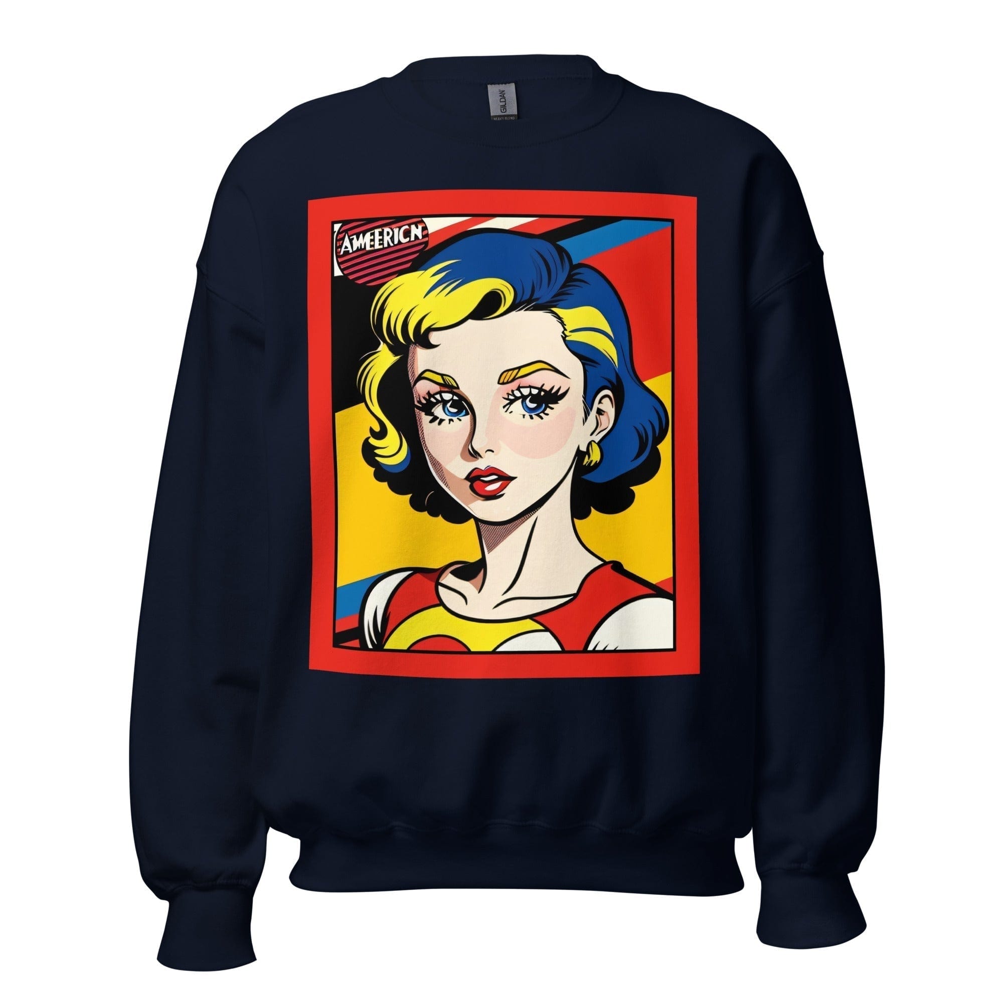 GRAPHIC T-SHIRTS Navy / S Unisex Crew Neck Sweatshirt - Vintage American Comic Series v.46