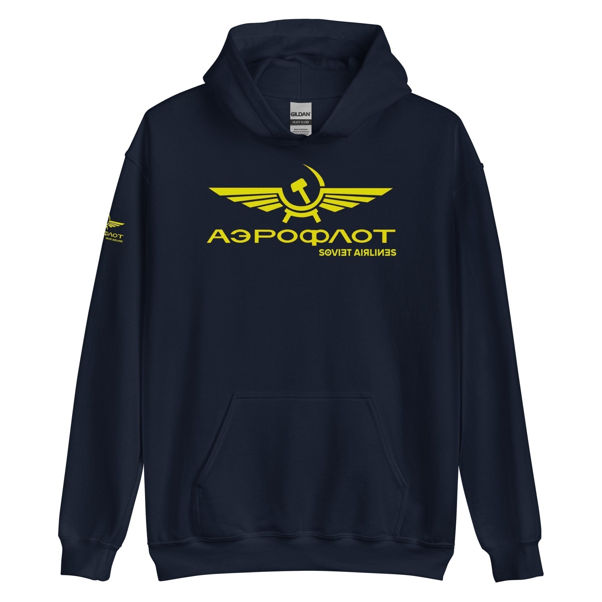 GRAPHIC T-SHIRTS Navy / S Unisex Heavy Blend Hoodie - Aeroflot Soviet Airlines v.11