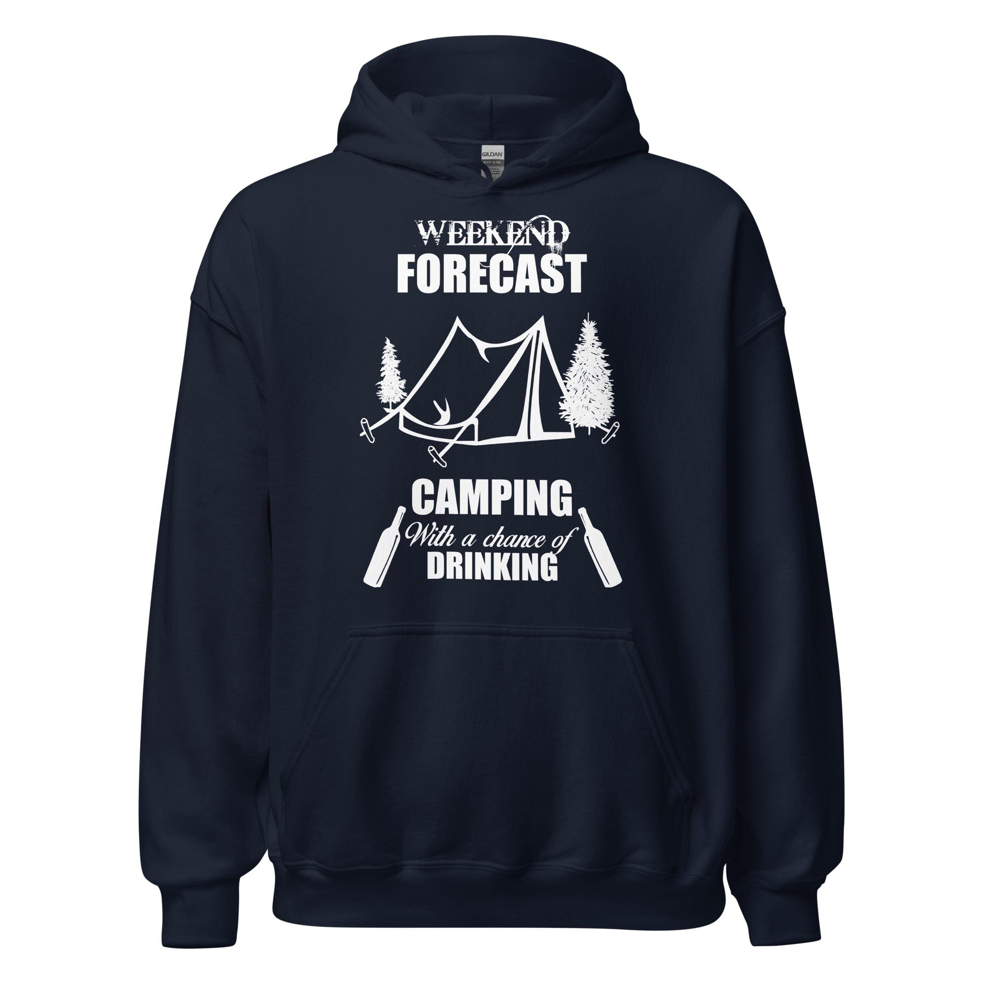 GRAPHIC T-SHIRTS Navy / S Unisex Heavy Blend Hoodie - Weekend Forecast Camping With A Chance Of Drinking