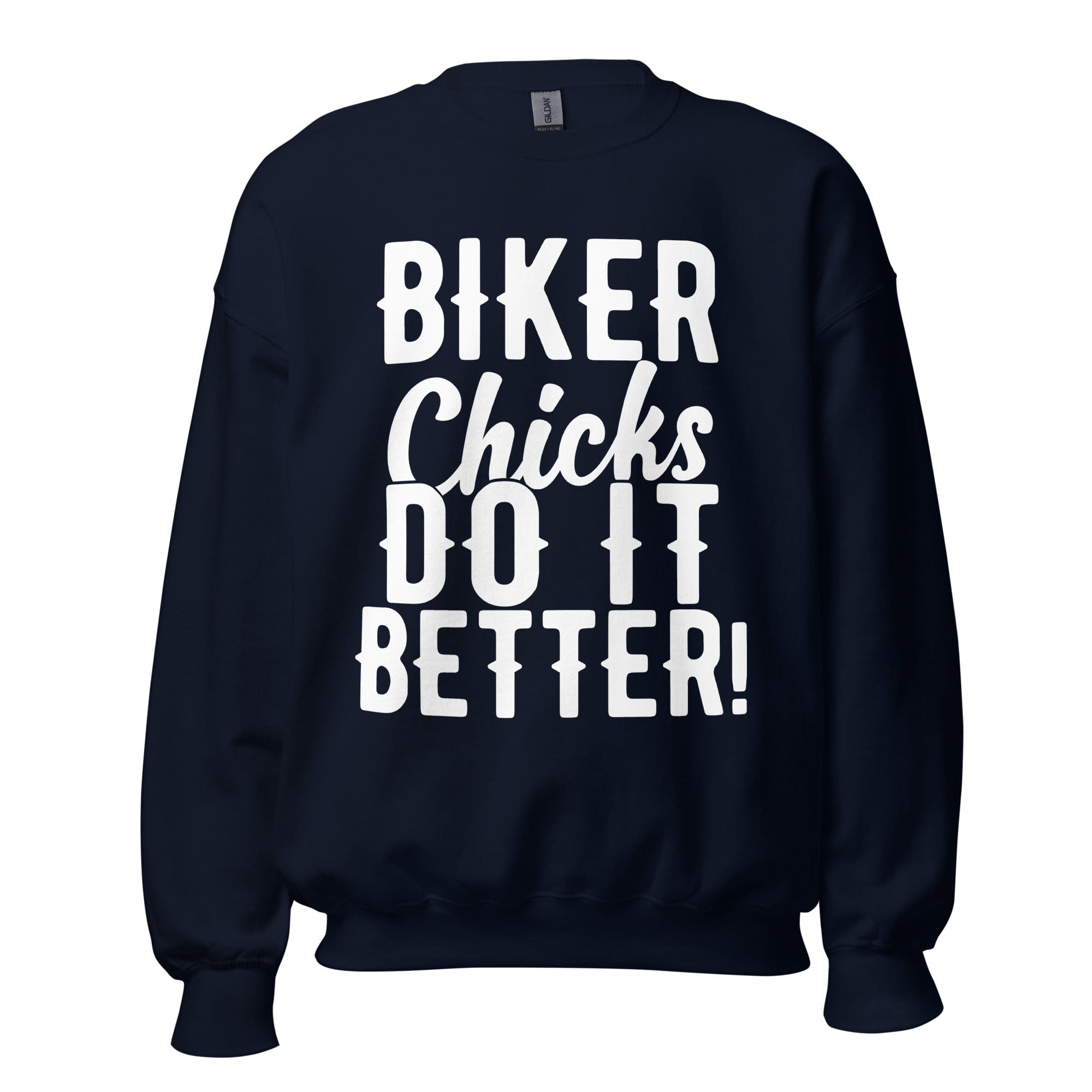 GRAPHIC T-SHIRTS Navy / S Women's Crew Neck Sweatshirt - Biker Chicks Do It Better