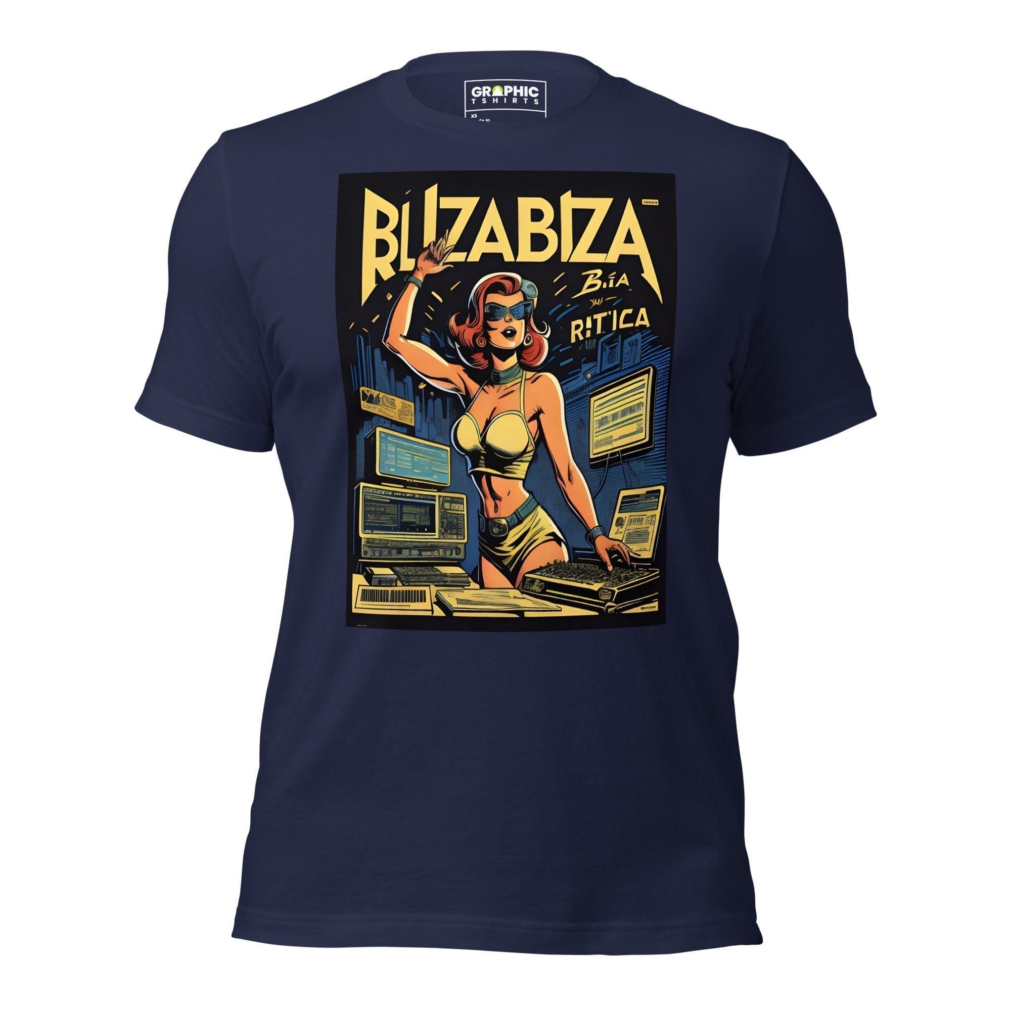 GRAPHIC T-SHIRTS Navy / XS Unisex Crew Neck T-Shirt - Ibiza Night Club Heroes Comic Series v.26