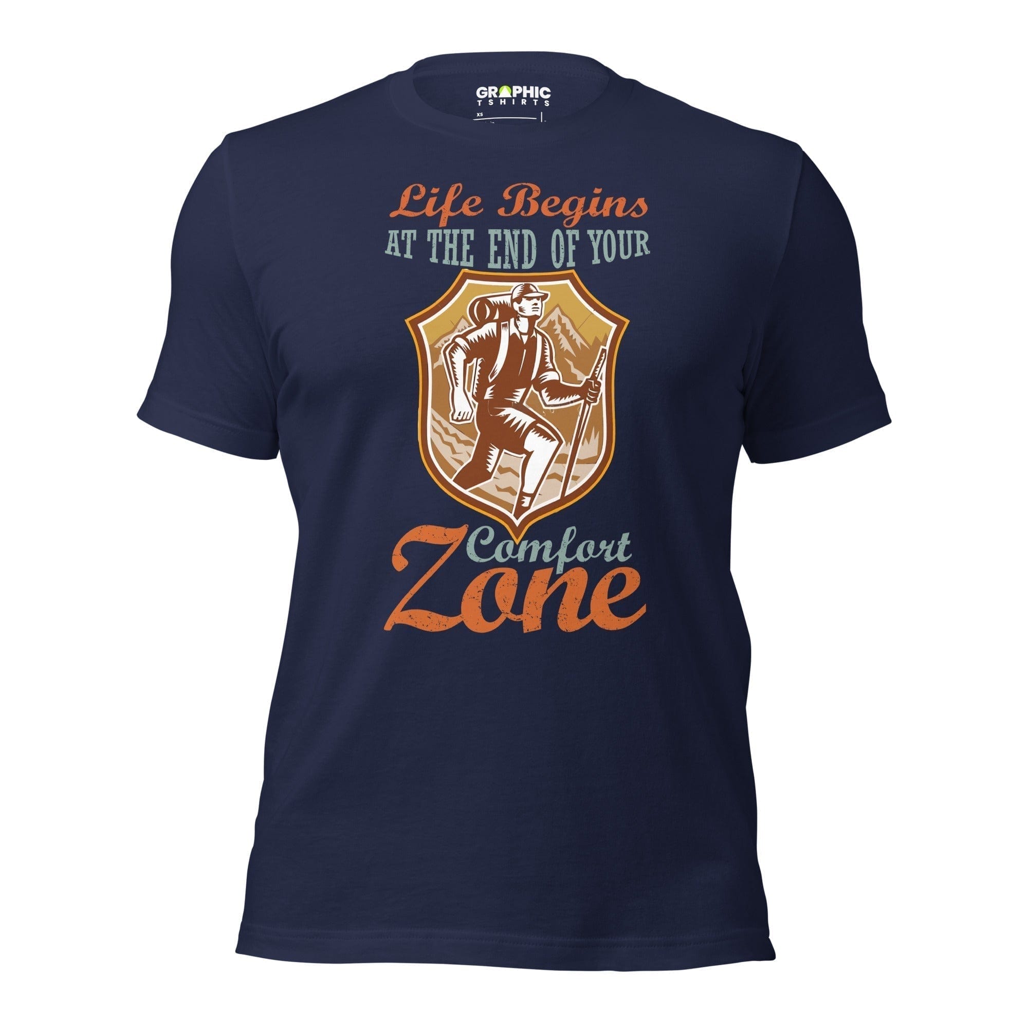 GRAPHIC T-SHIRTS Navy / XS Unisex Staple T-Shirt - Life Begins At The End Of Your Comfort Zone