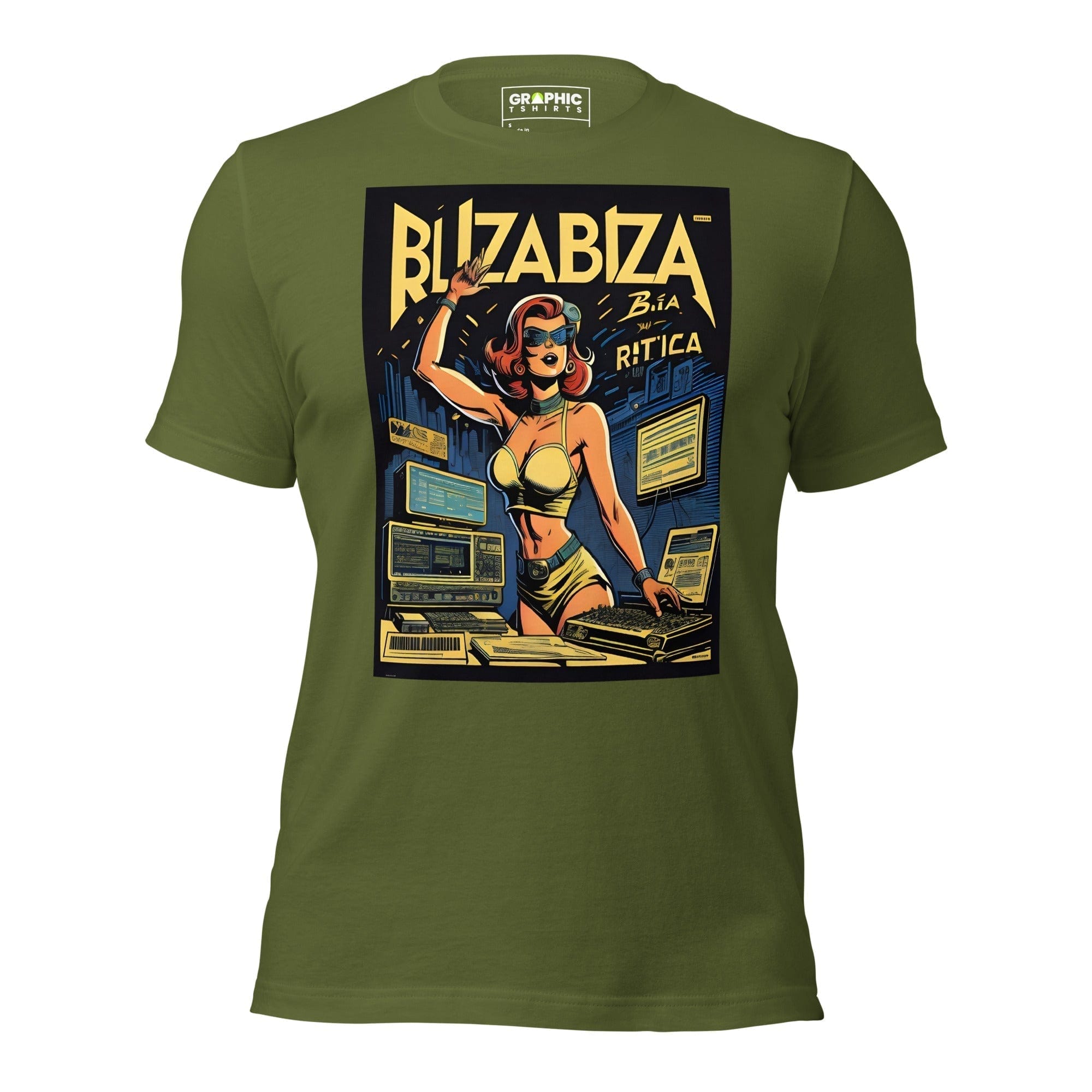 GRAPHIC T-SHIRTS Olive / S Unisex Crew Neck T-Shirt - Ibiza Night Club Heroes Comic Series v.26