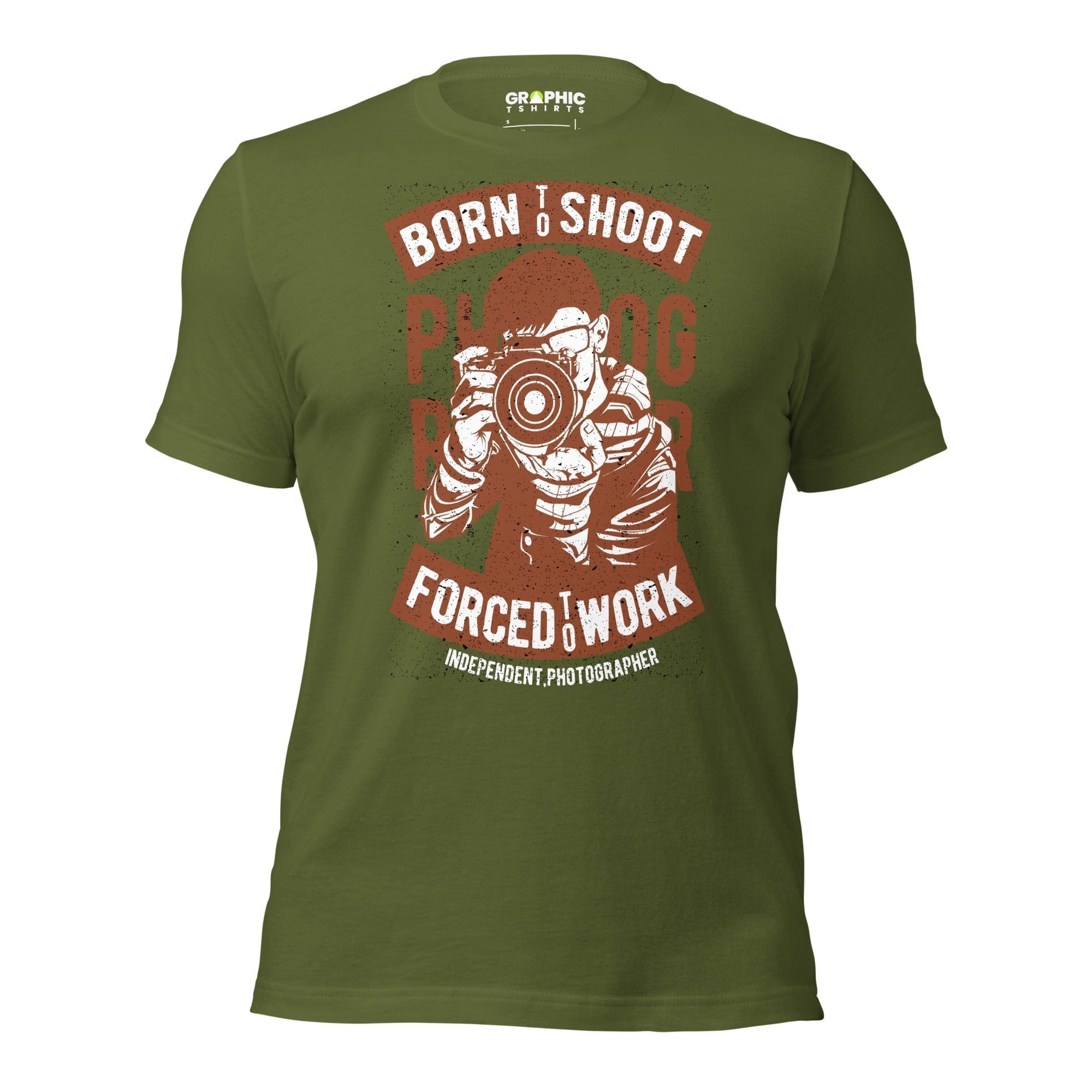 GRAPHIC T-SHIRTS Olive / S Unisex Staple T-Shirt - Photographer Born To Shoot Forced To Work Independent Photographer