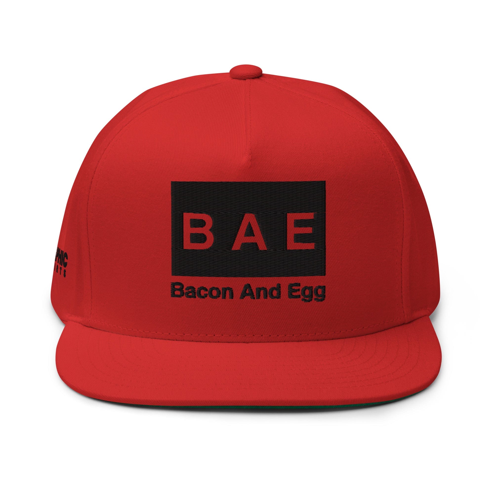 GRAPHIC T-SHIRTS Red Flat Bill Cap - BAE Bacon And Egg