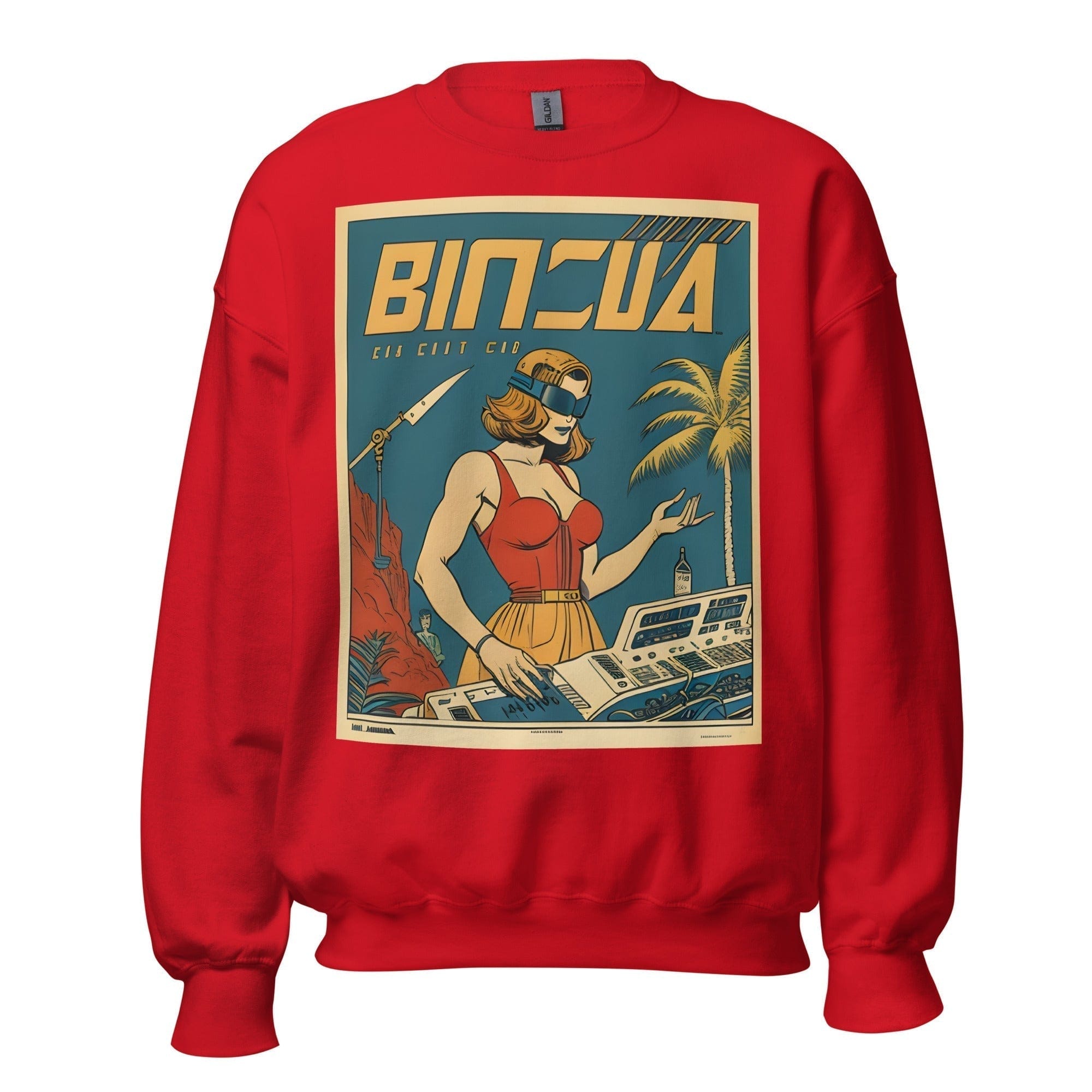 GRAPHIC T-SHIRTS Red / S Unisex Crew Neck Sweatshirt - Ibiza Night Club Heroes Comic Series v.10