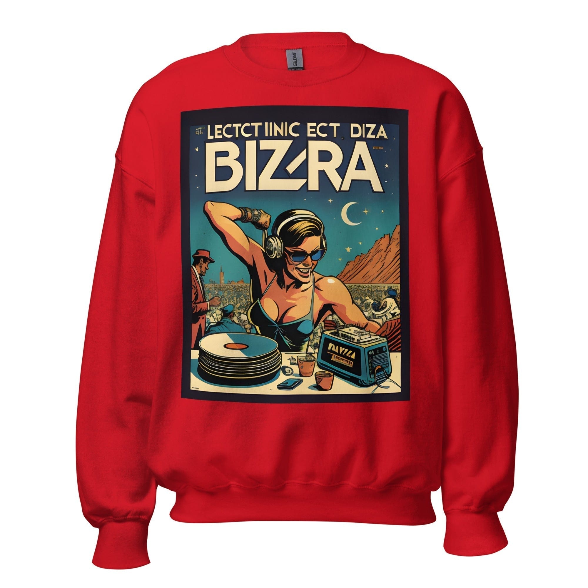 GRAPHIC T-SHIRTS Red / S Unisex Crew Neck Sweatshirt - Ibiza Night Club Heroes Comic Series v.17