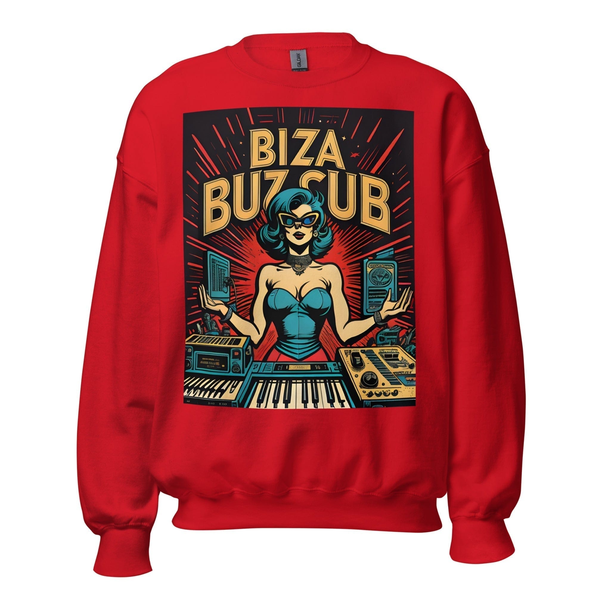 GRAPHIC T-SHIRTS Red / S Unisex Crew Neck Sweatshirt - Ibiza Night Club Heroes Comic Series v.21