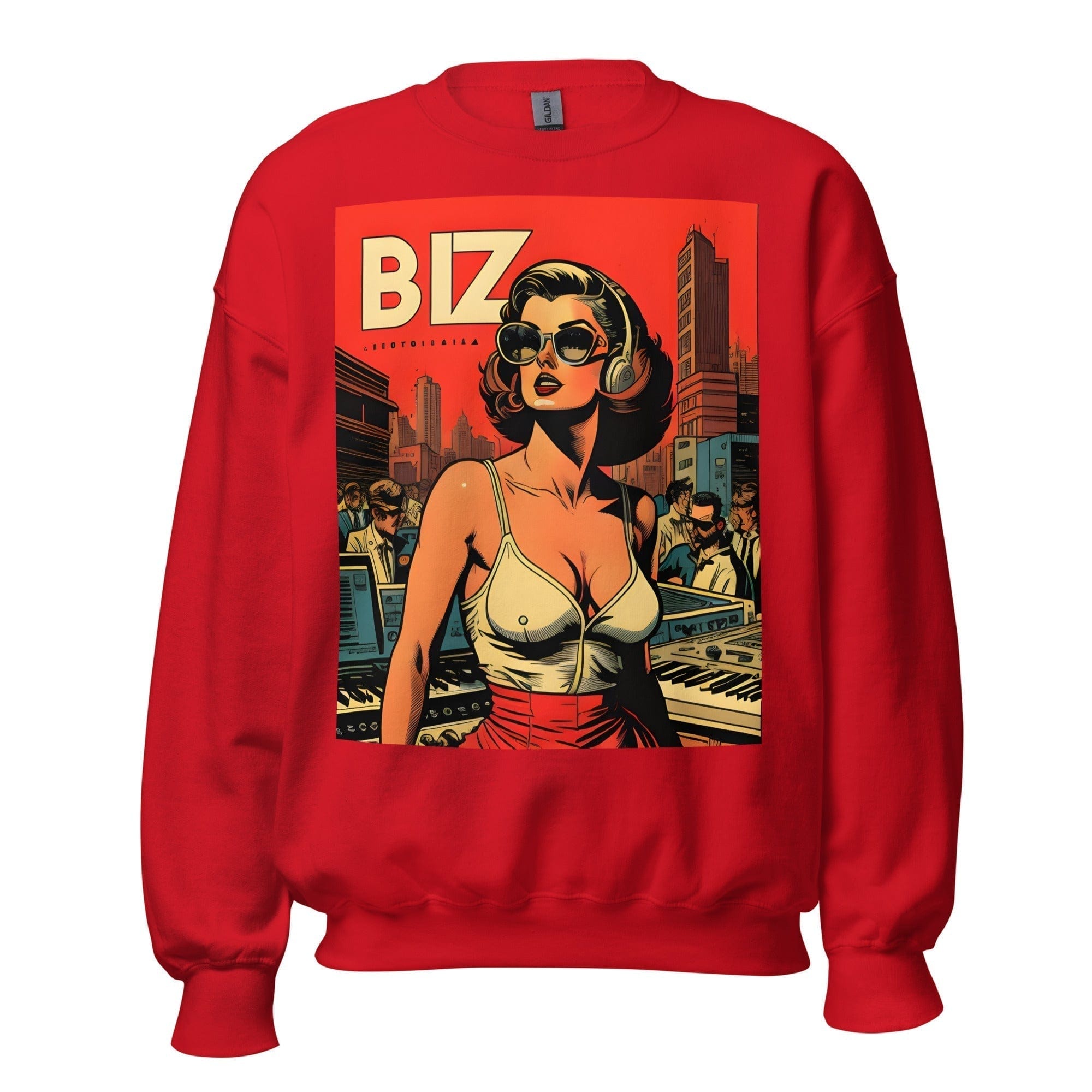 GRAPHIC T-SHIRTS Red / S Unisex Crew Neck Sweatshirt - Ibiza Night Club Heroes Comic Series v.7