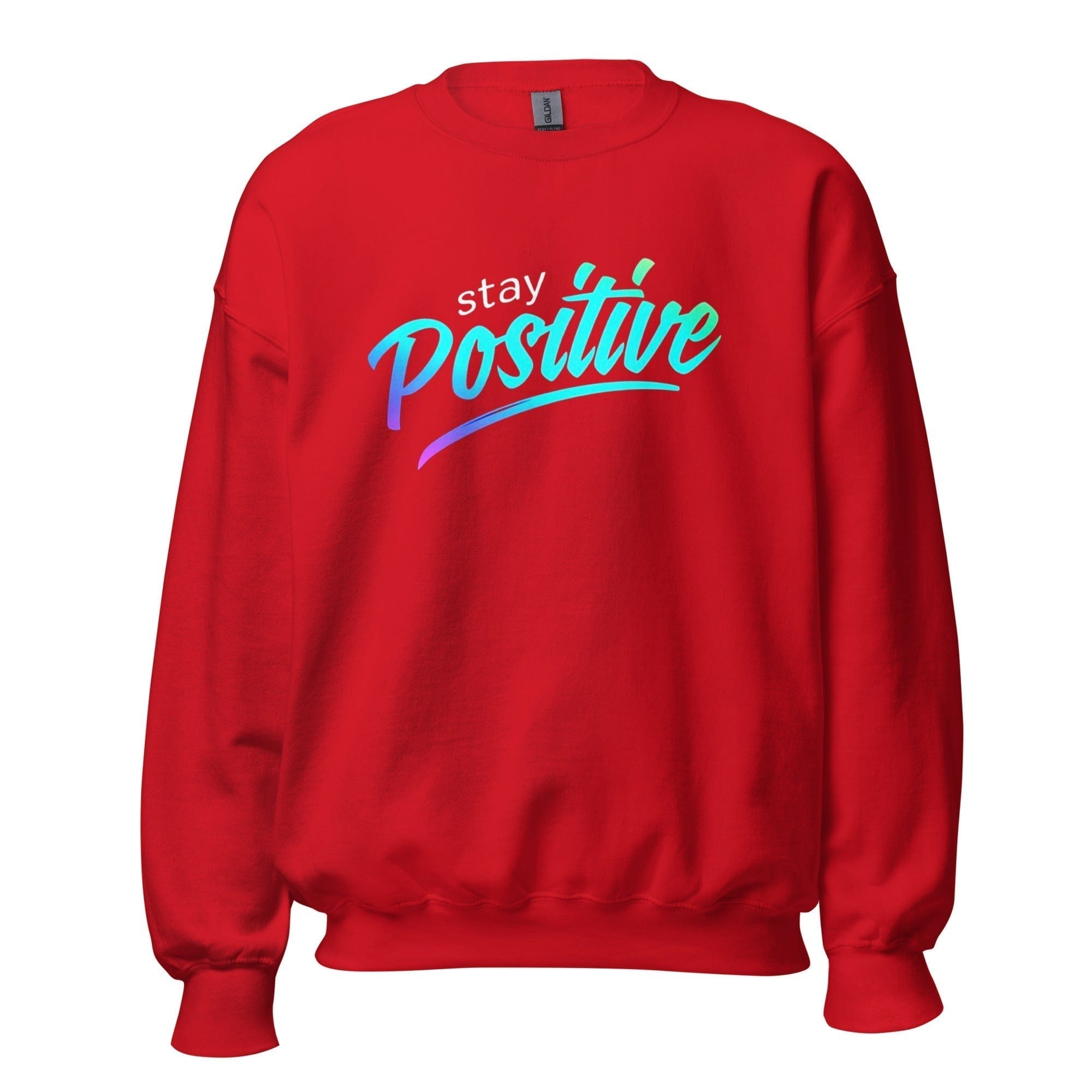 GRAPHIC T-SHIRTS Red / S Unisex Crew Neck Sweatshirt - Stay Positive