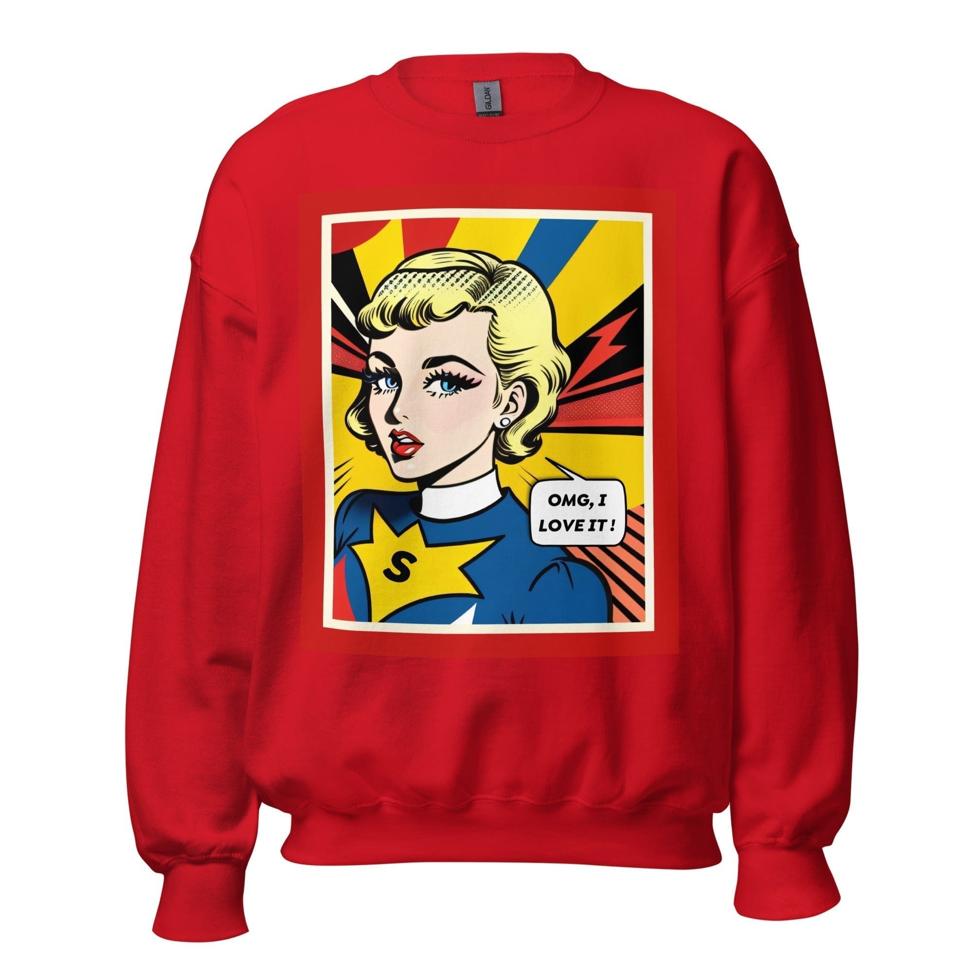 GRAPHIC T-SHIRTS Red / S Unisex Crew Neck Sweatshirt - Vintage American Comic Series v.12