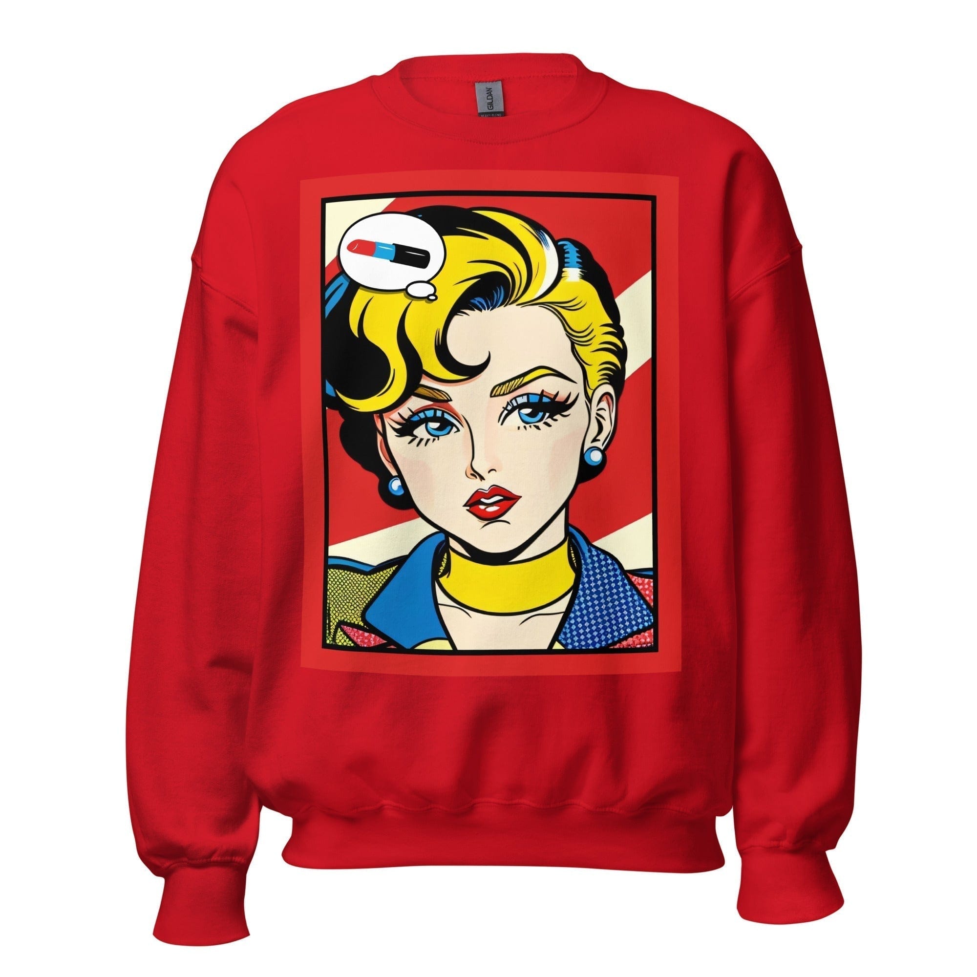 GRAPHIC T-SHIRTS Red / S Unisex Crew Neck Sweatshirt - Vintage American Comic Series v.42