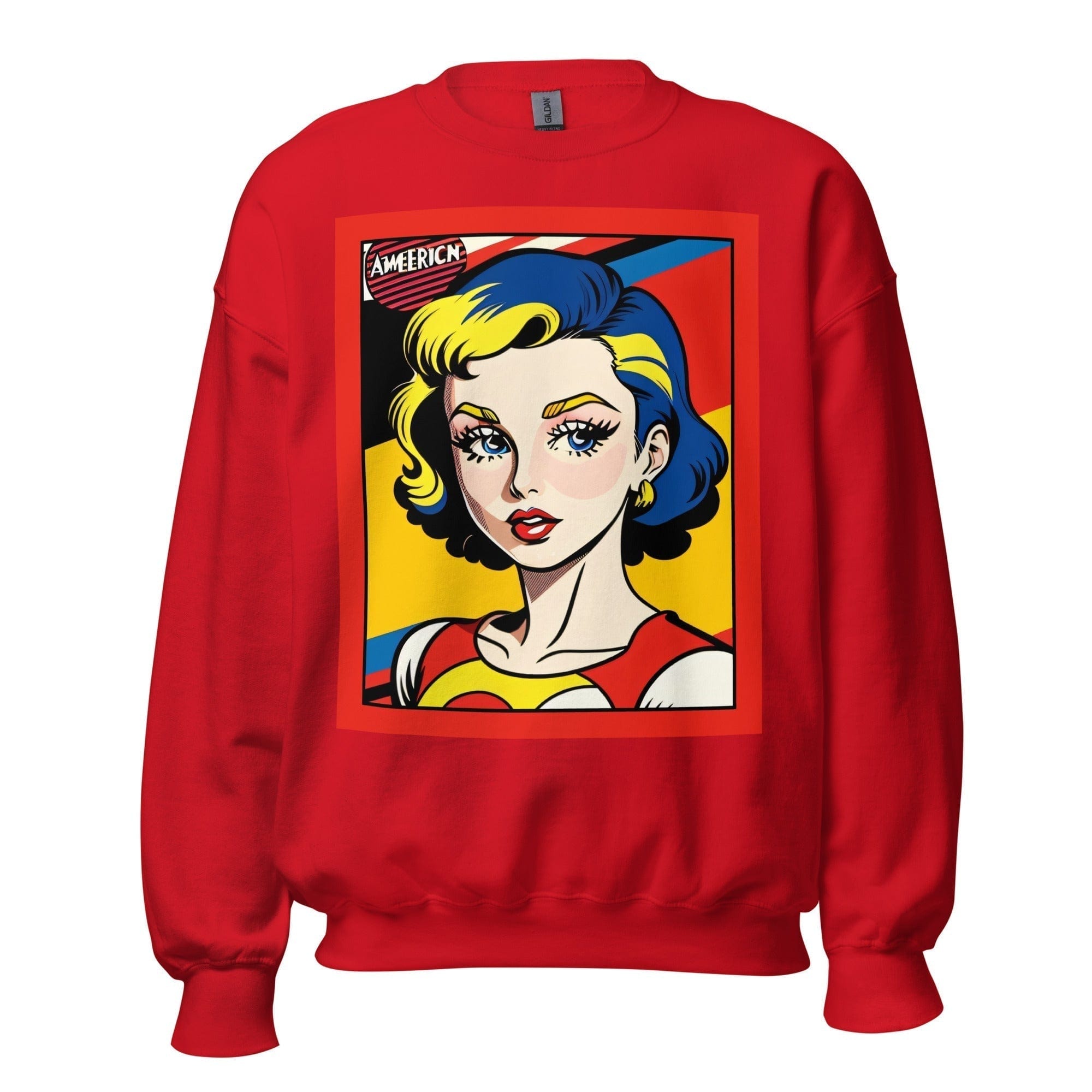 GRAPHIC T-SHIRTS Red / S Unisex Crew Neck Sweatshirt - Vintage American Comic Series v.46