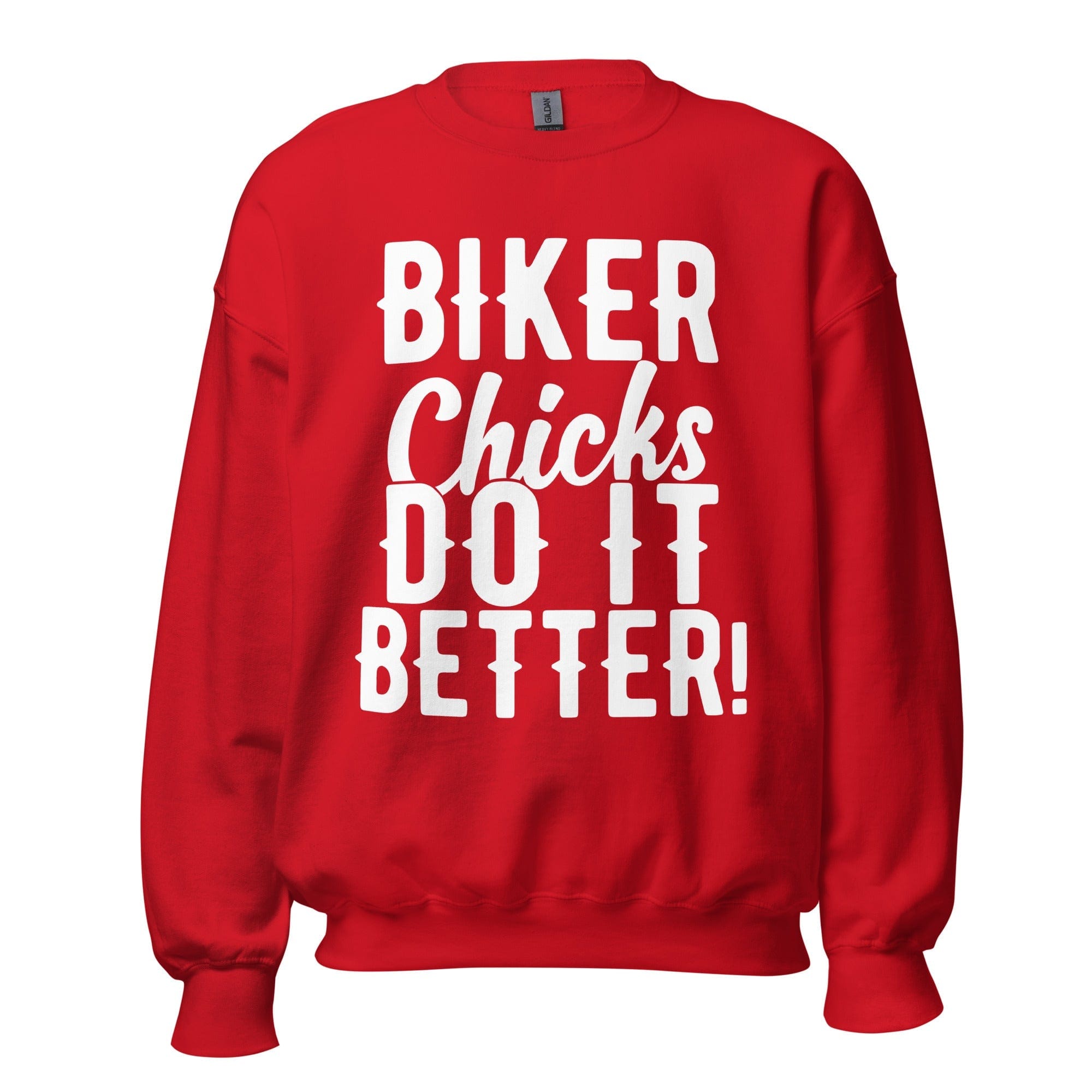 GRAPHIC T-SHIRTS Red / S Women's Crew Neck Sweatshirt - Biker Chicks Do It Better