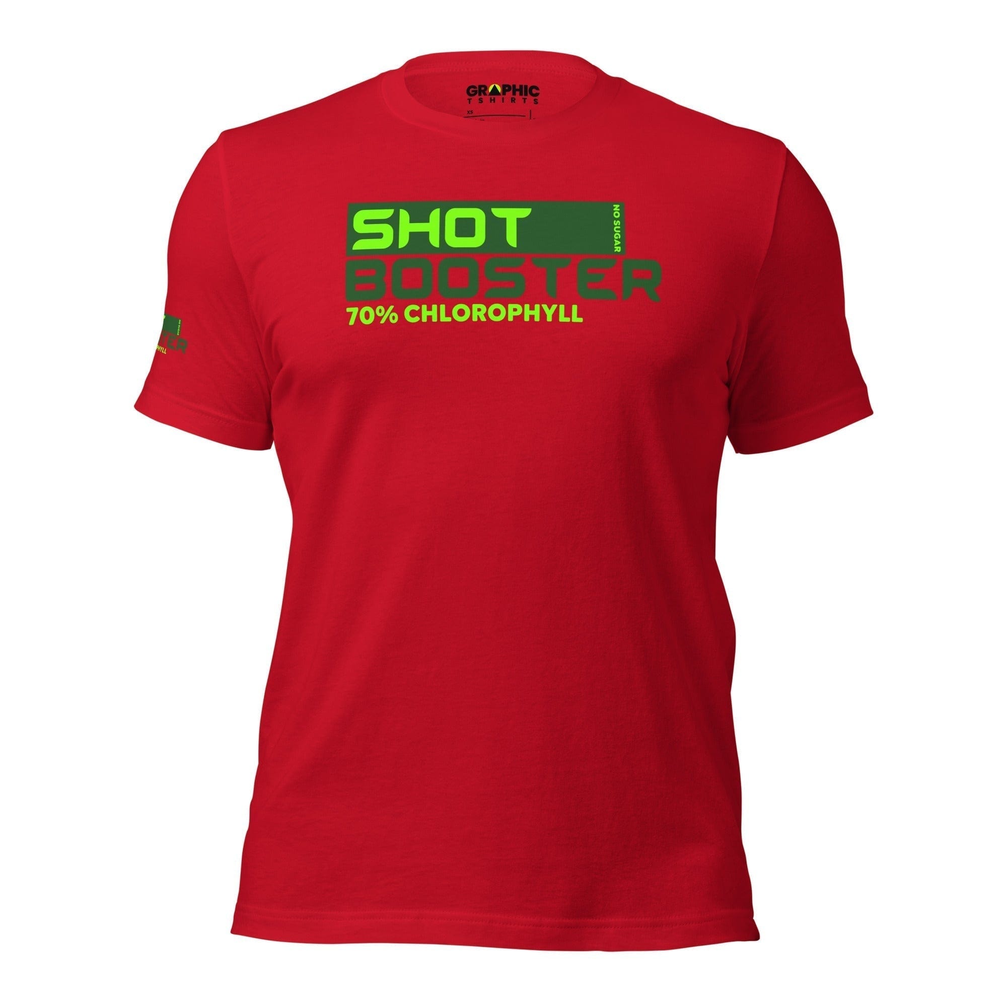 GRAPHIC T-SHIRTS Red / XS Unisex Crew Neck T-Shirt - Shot Booster 70% Chlorophyll No Sugar