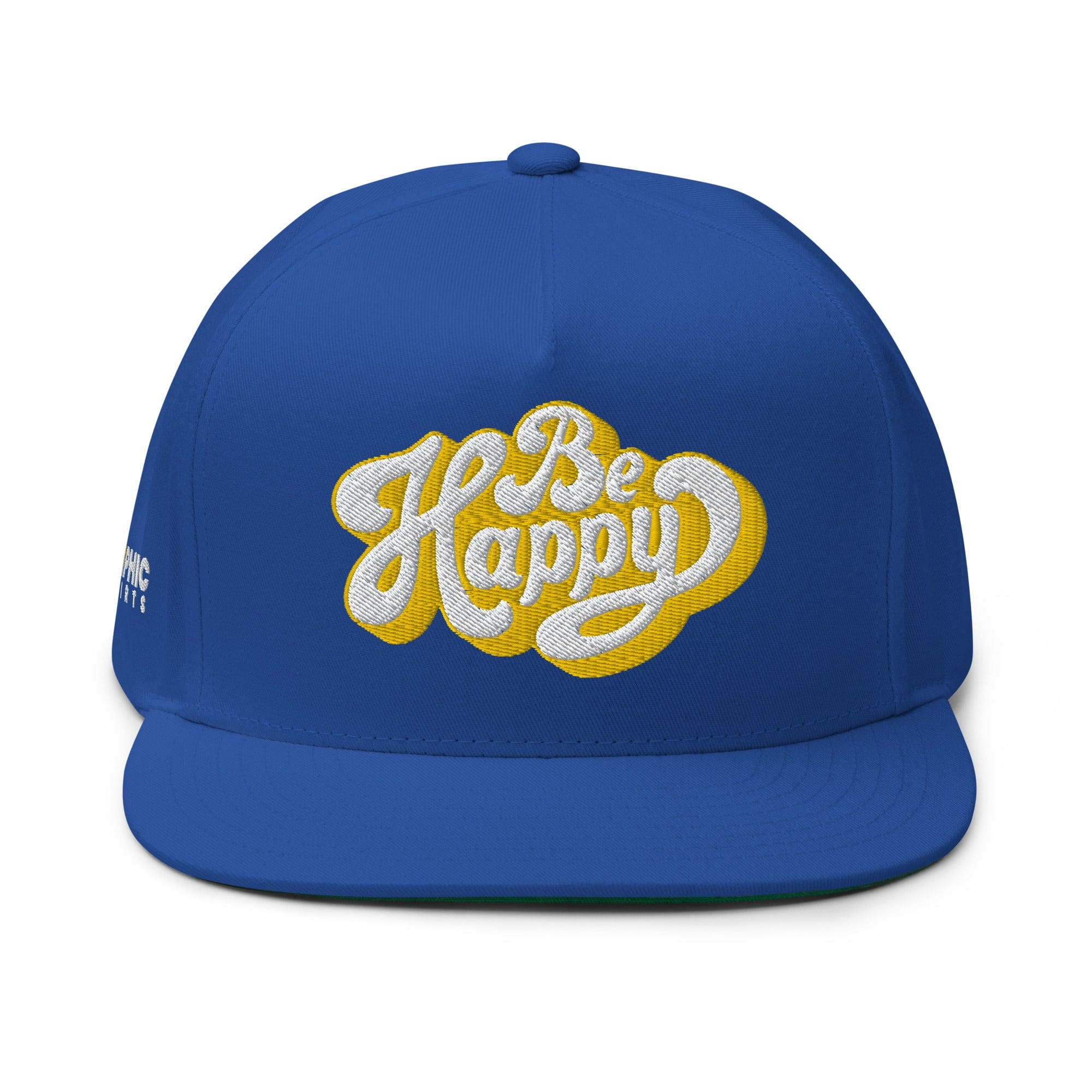 GRAPHIC T-SHIRTS Royal Blue Flat Bill Cap - Be Happy