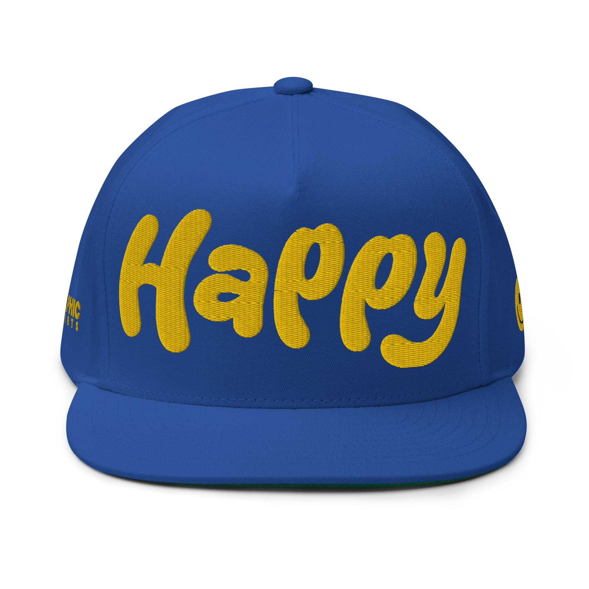 GRAPHIC T-SHIRTS Royal Blue Flat Bill Cap - HAPPY