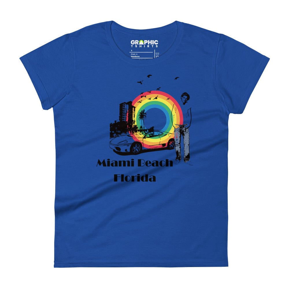 GRAPHIC T-SHIRTS Royal Blue / S Women's Fashion Fit T-Shirt - Miami Beach Florida