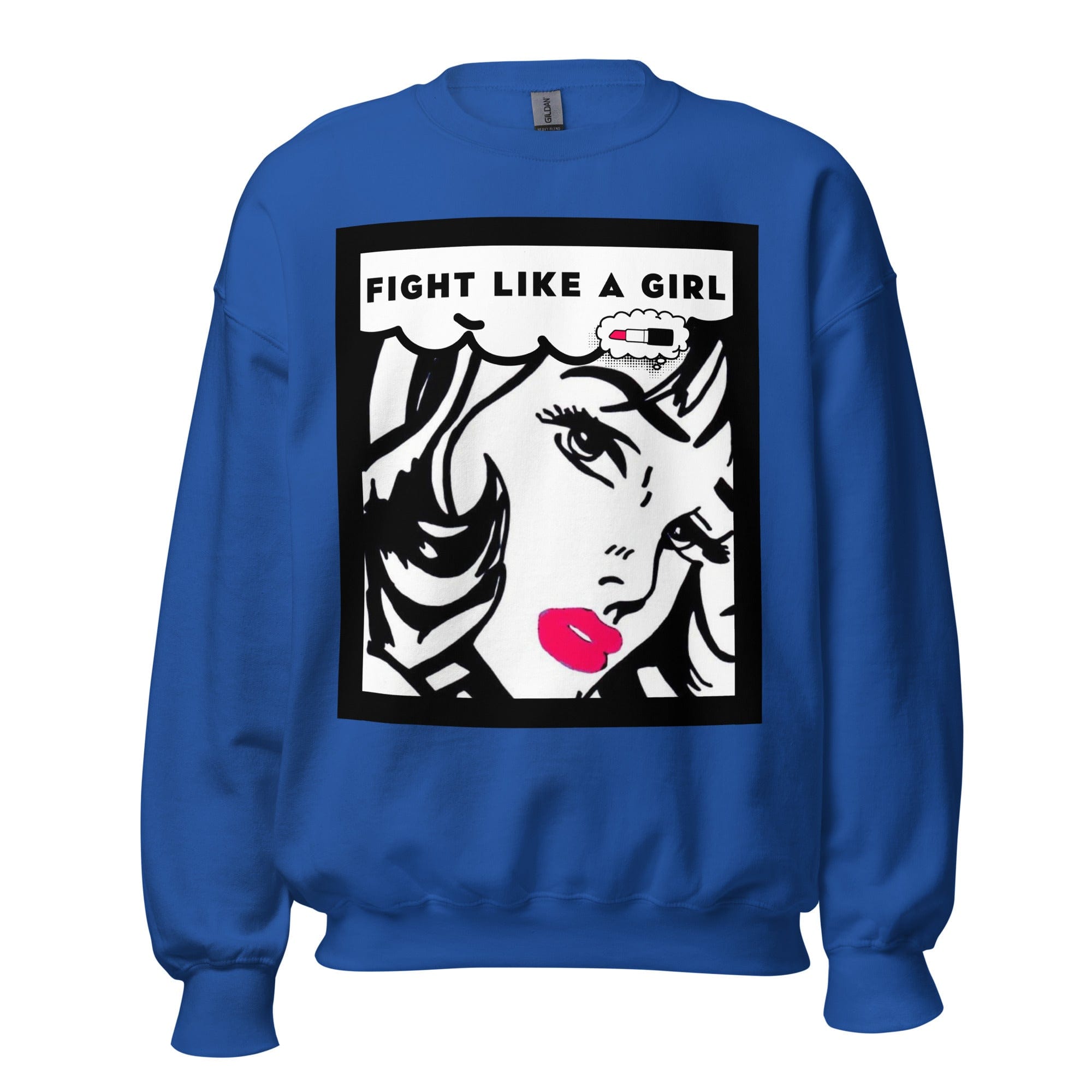 GRAPHIC T-SHIRTS Royal / S Unisex Crew Neck Sweatshirt - Fight Like A Girl Pop Art