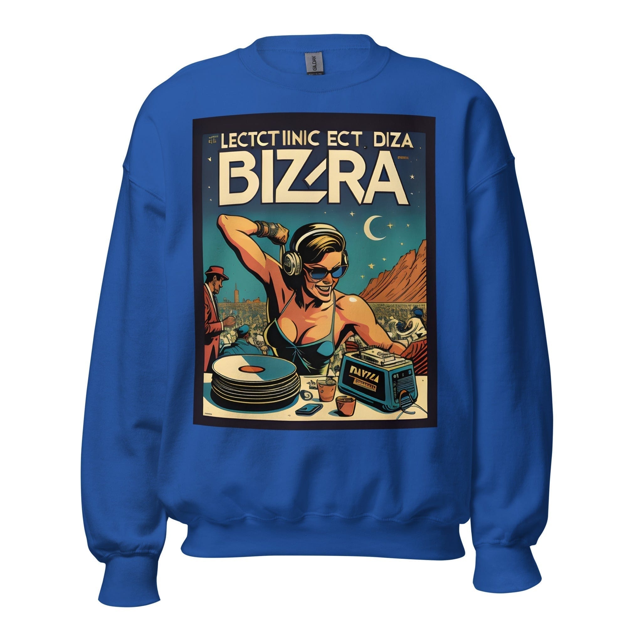 GRAPHIC T-SHIRTS Royal / S Unisex Crew Neck Sweatshirt - Ibiza Night Club Heroes Comic Series v.17