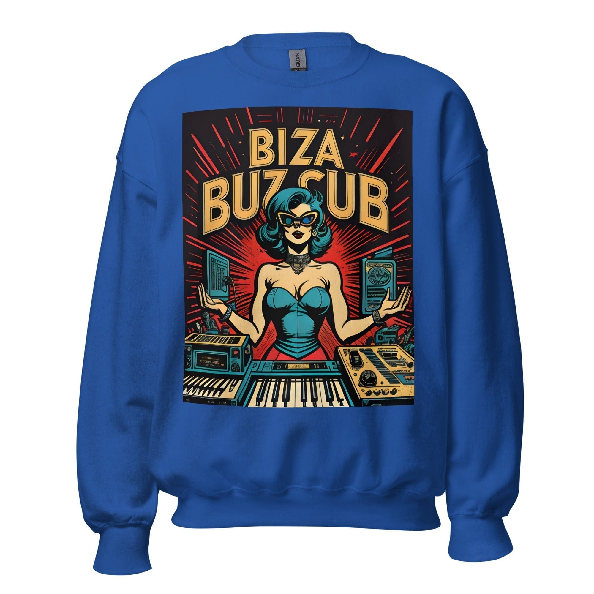 GRAPHIC T-SHIRTS Royal / S Unisex Crew Neck Sweatshirt - Ibiza Night Club Heroes Comic Series v.21