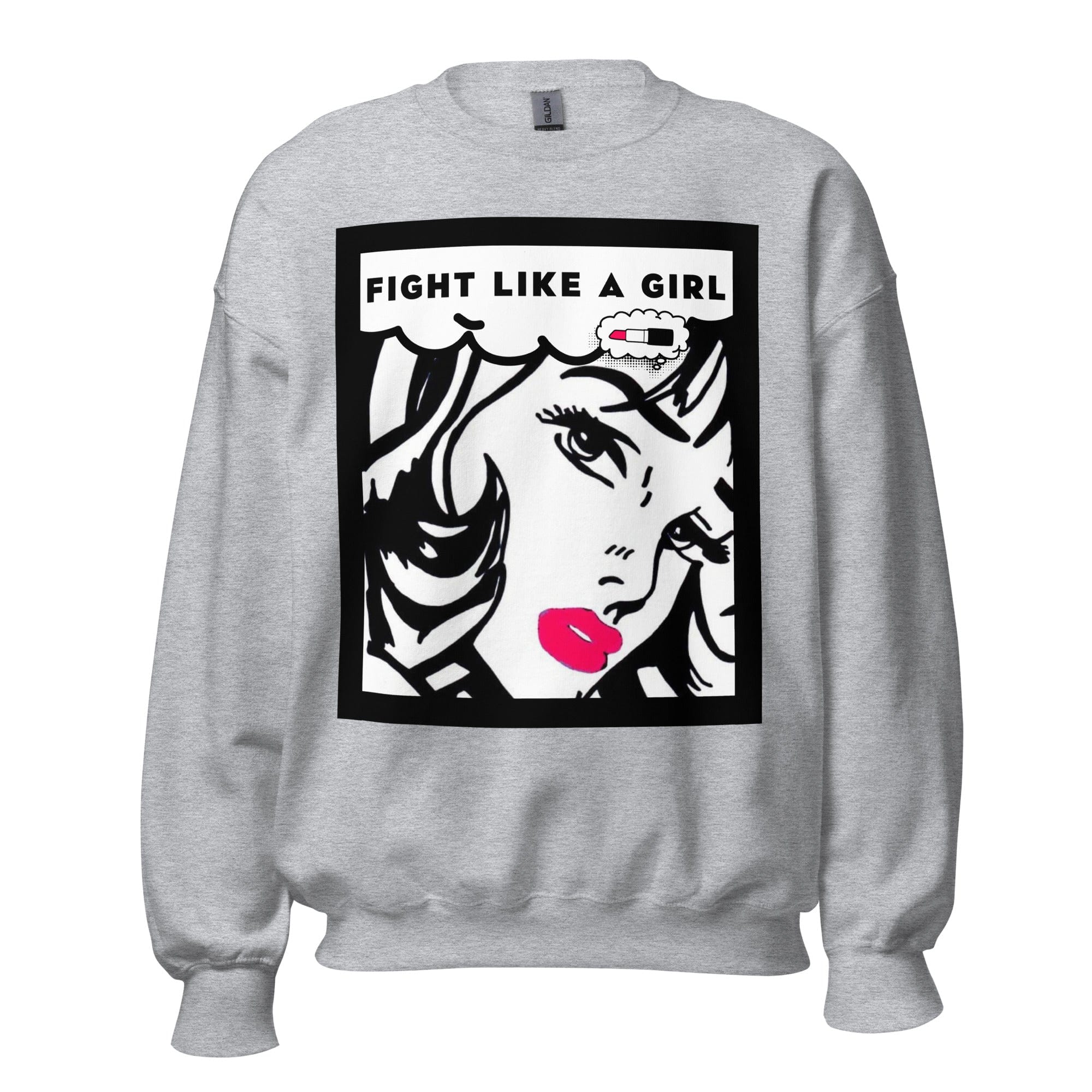 GRAPHIC T-SHIRTS Sport Grey / S Unisex Crew Neck Sweatshirt - Fight Like A Girl Pop Art