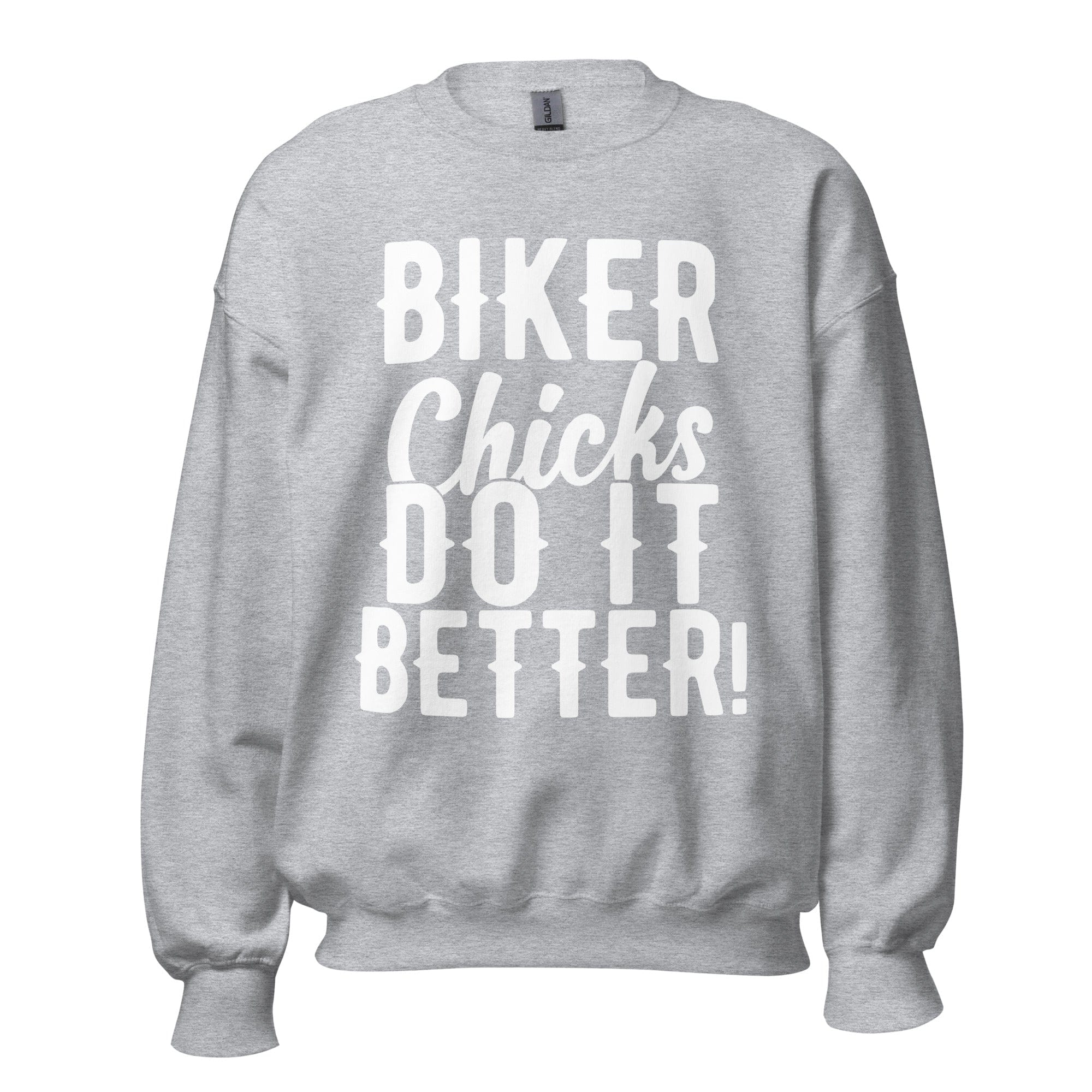 GRAPHIC T-SHIRTS Sport Grey / S Women's Crew Neck Sweatshirt - Biker Chicks Do It Better