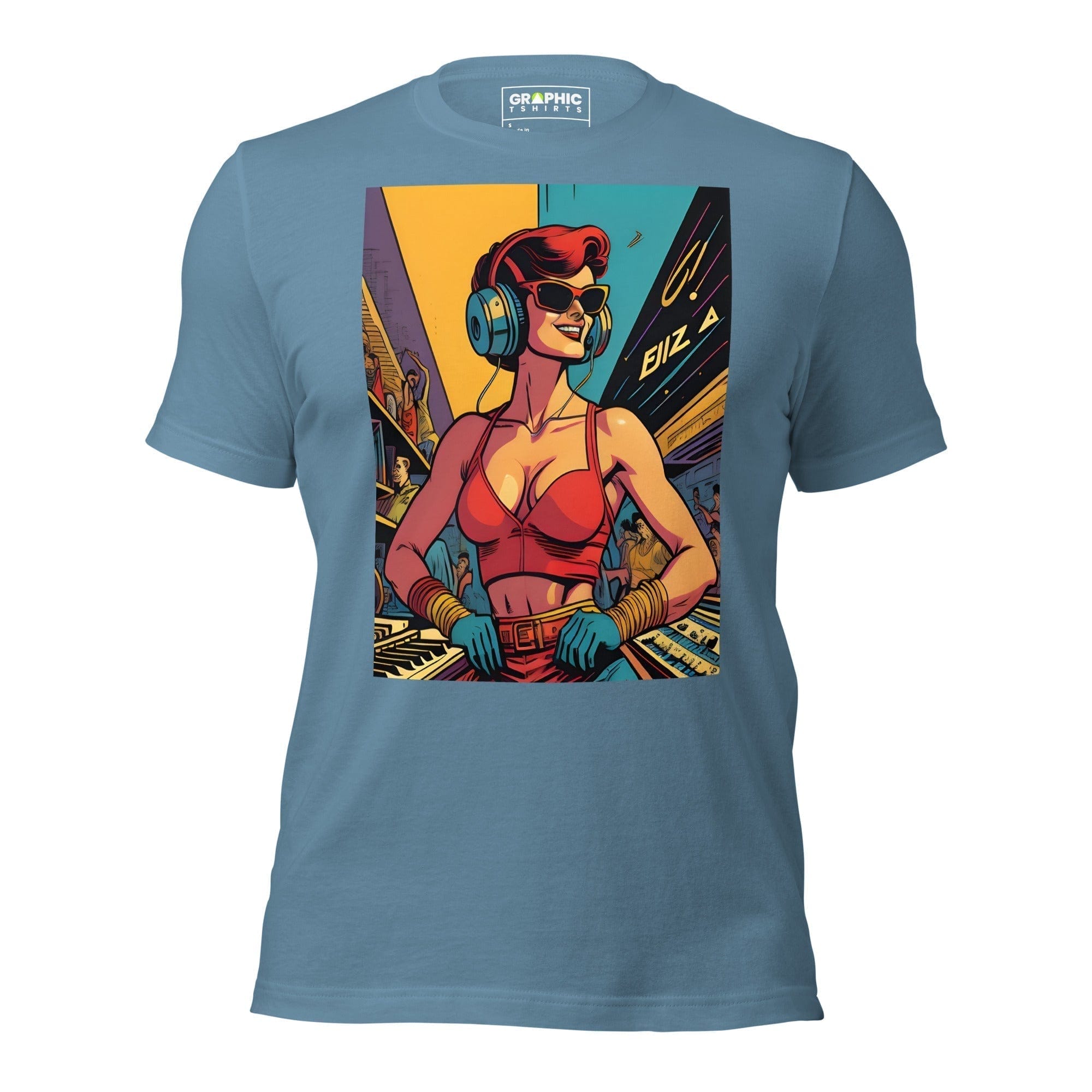 GRAPHIC T-SHIRTS Steel Blue / S Unisex Crew Neck T-Shirt - Ibiza Night Club Heroes Comic Series v.50