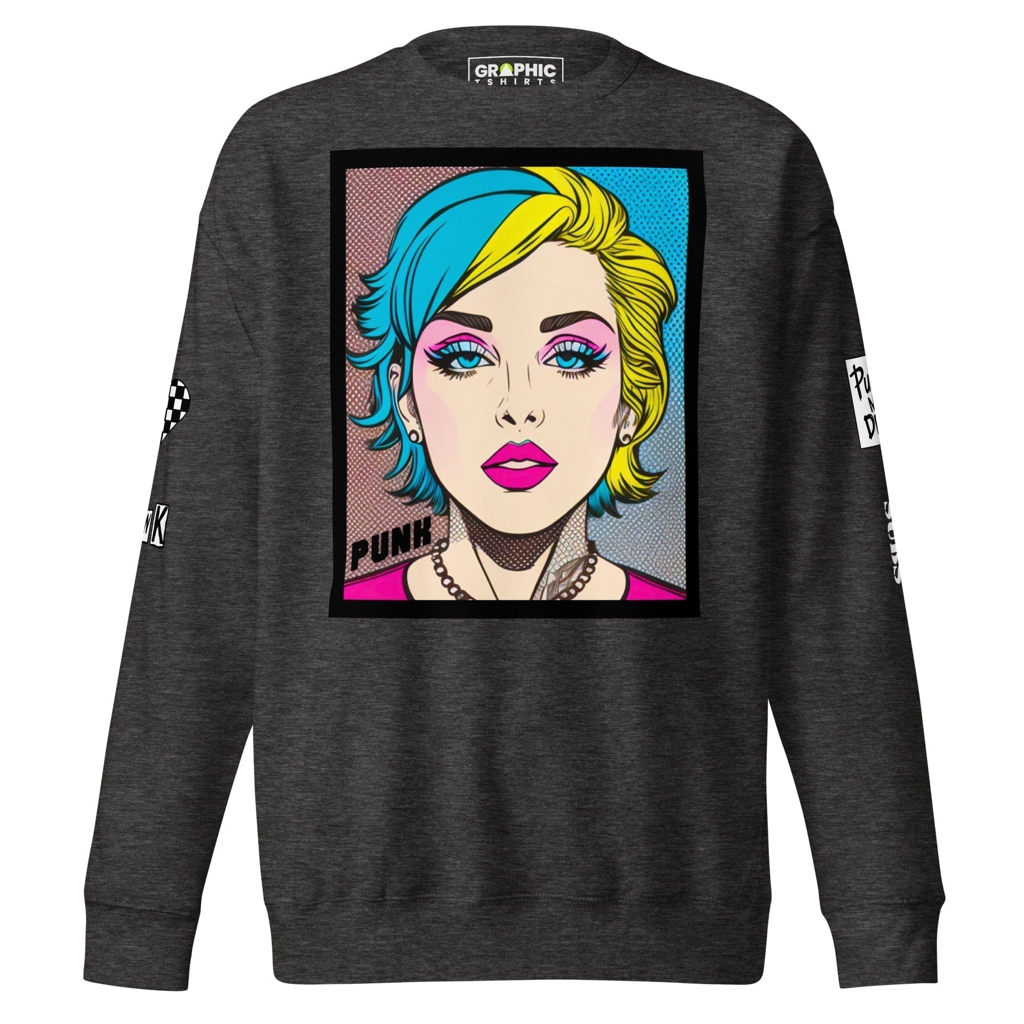 GRAPHIC T-SHIRTS Sweatshirt Charcoal Heather / S Unisex Premium Sweatshirt - Punk Pop Art Scene 14