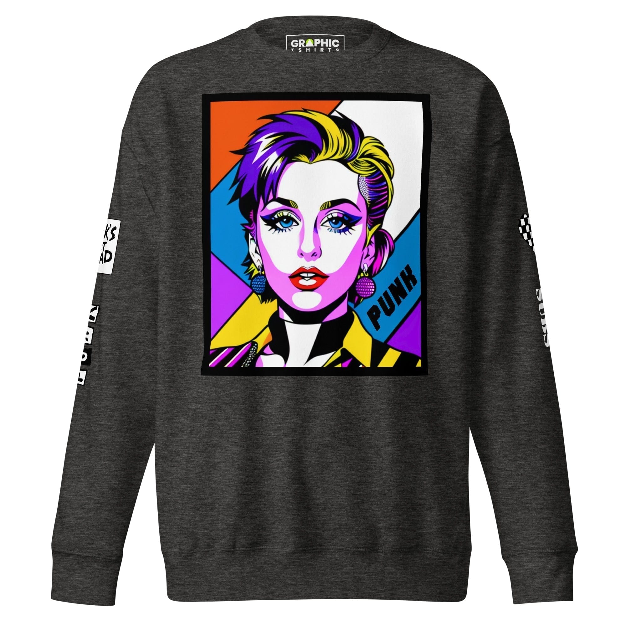 GRAPHIC T-SHIRTS Sweatshirt Charcoal Heather / S Unisex Premium Sweatshirt - Punk Pop Art Scene 15