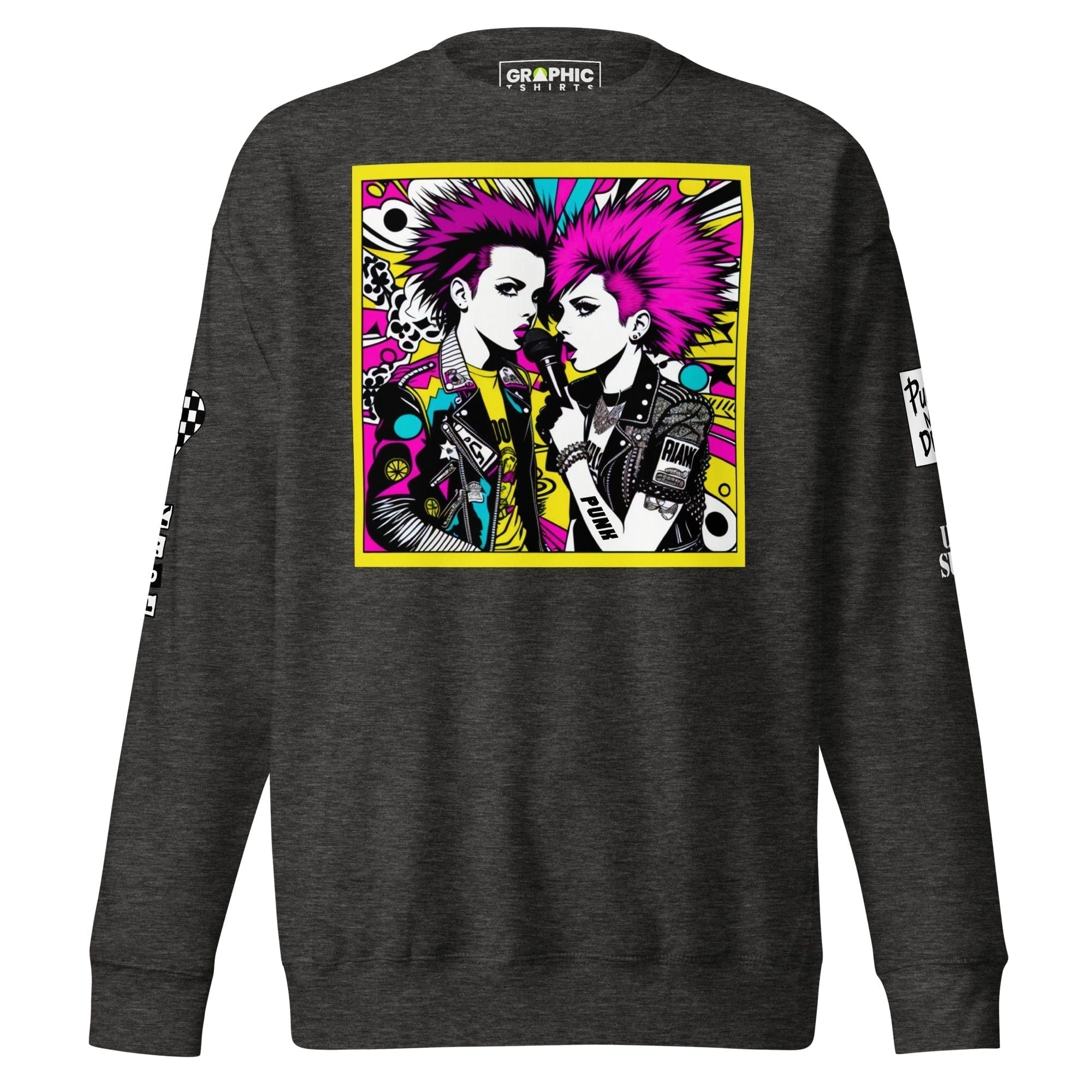 GRAPHIC T-SHIRTS Sweatshirt Charcoal Heather / S Unisex Premium Sweatshirt - Punk Pop Art Scene 19