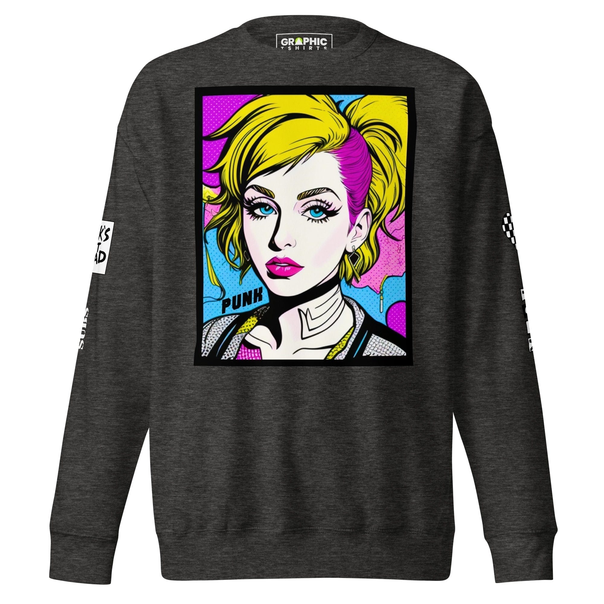 GRAPHIC T-SHIRTS Sweatshirt Charcoal Heather / S Unisex Premium Sweatshirt - Punk Pop Art Scene 2