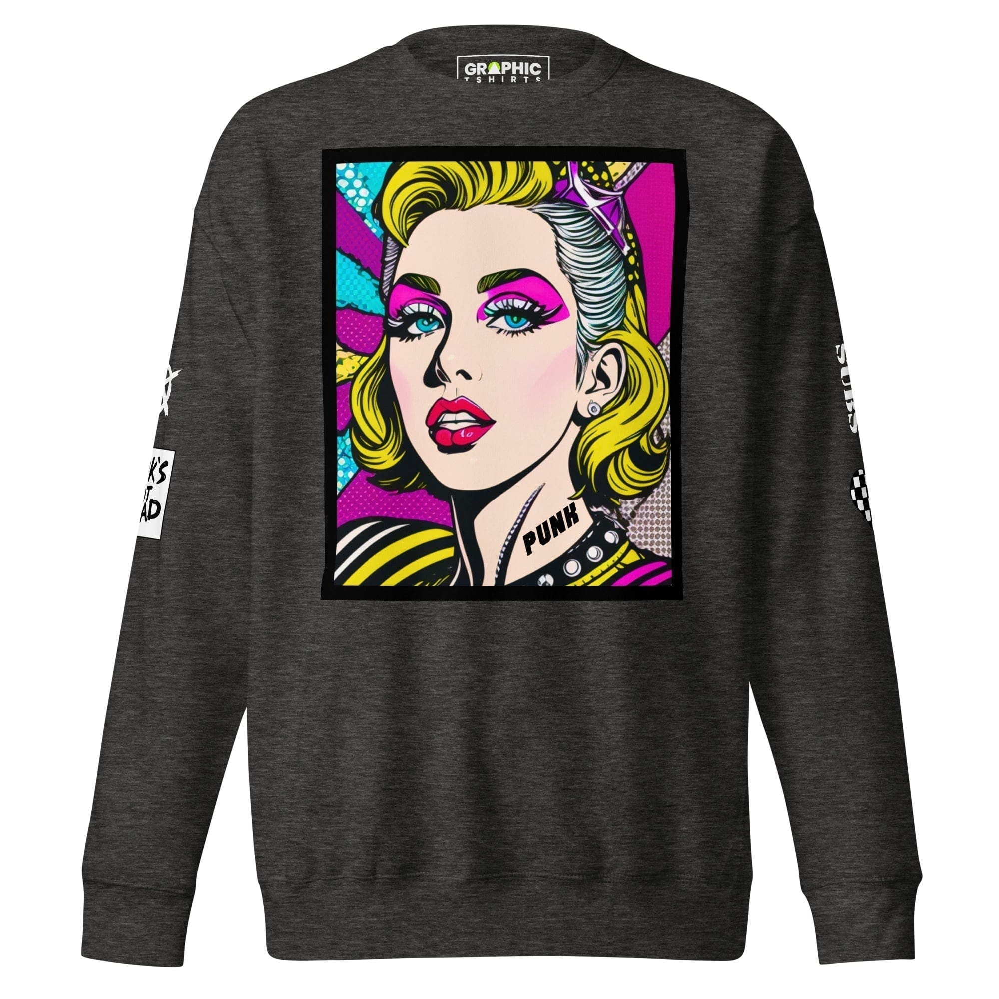 GRAPHIC T-SHIRTS Sweatshirt Charcoal Heather / S Unisex Premium Sweatshirt - Punk Pop Art Scene 5