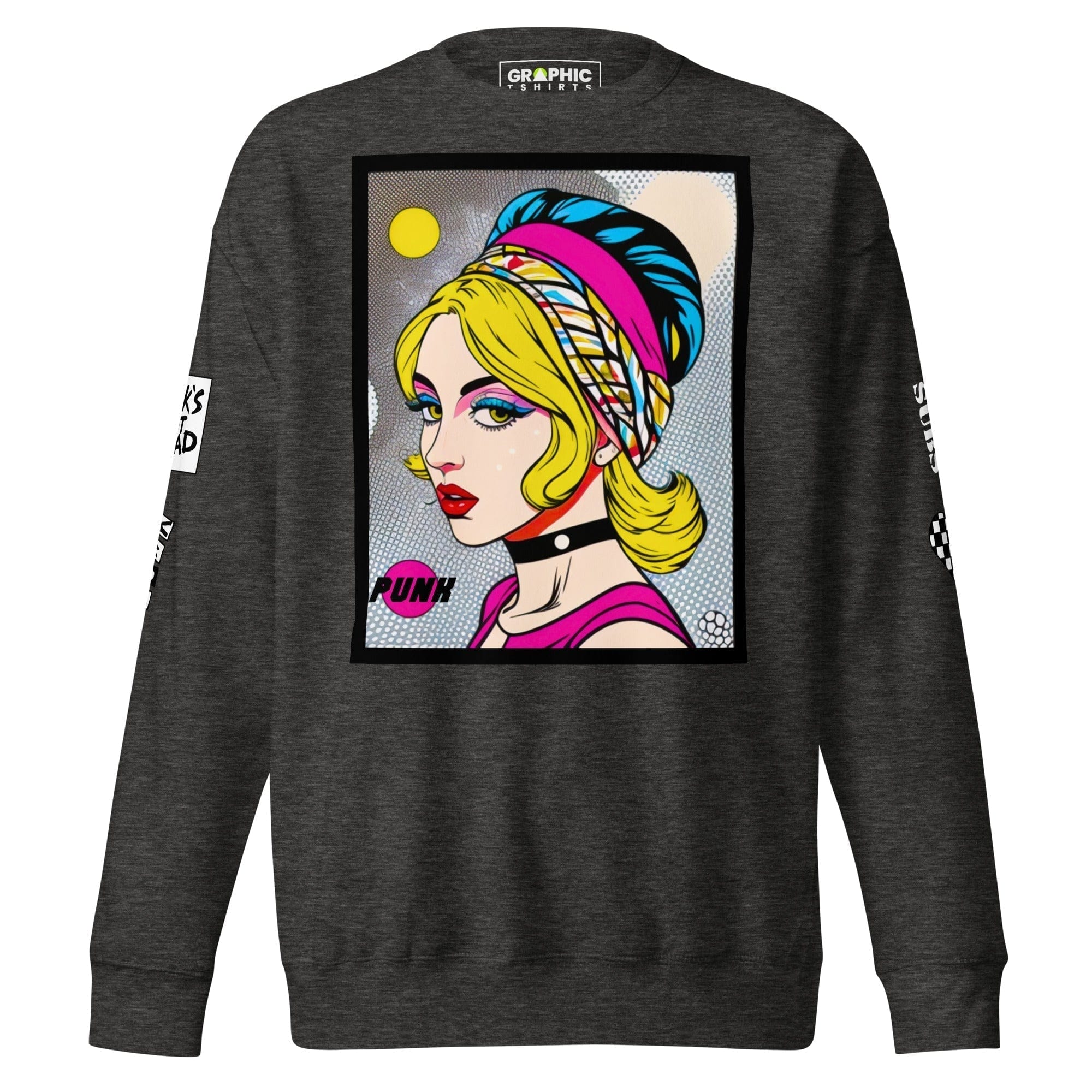 GRAPHIC T-SHIRTS Sweatshirt Charcoal Heather / S Unisex Premium Sweatshirt - Punk Pop Art Scene 7