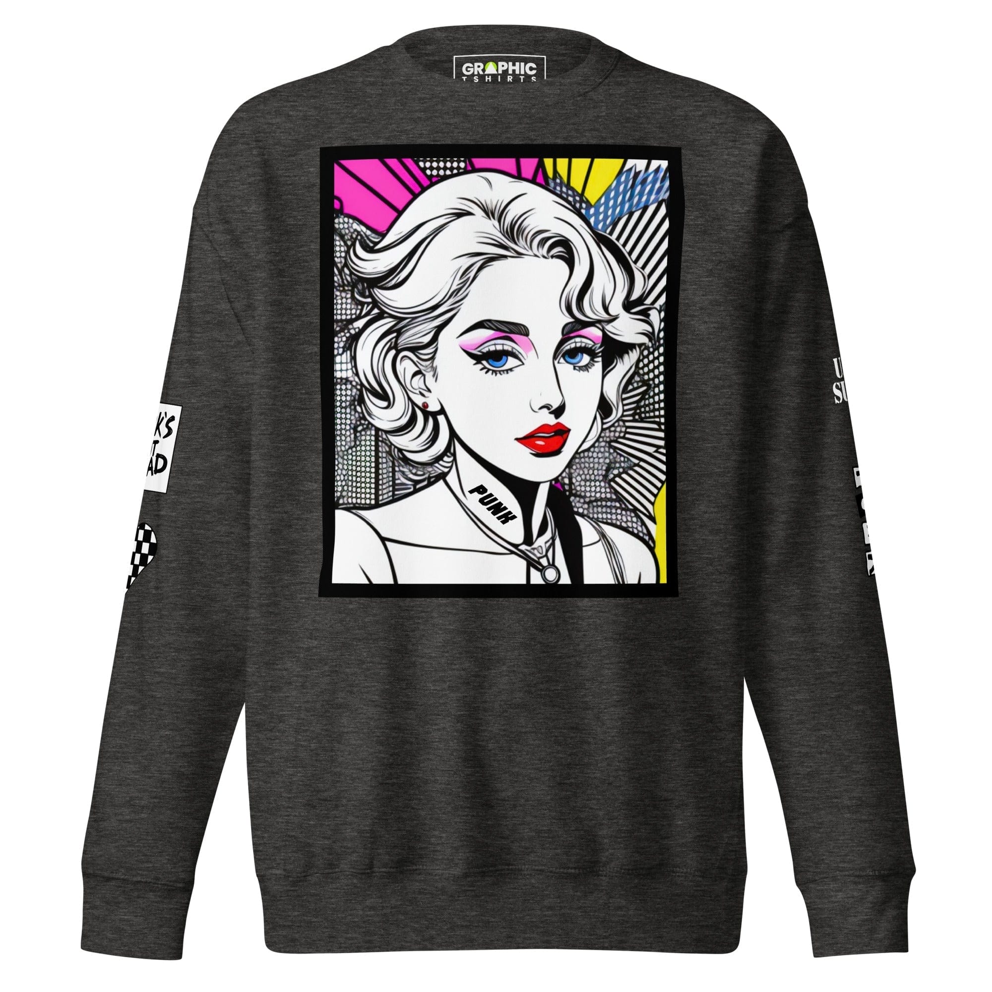 GRAPHIC T-SHIRTS Sweatshirt Charcoal Heather / S Unisex Premium Sweatshirt - Punk Pop Art Scene 9