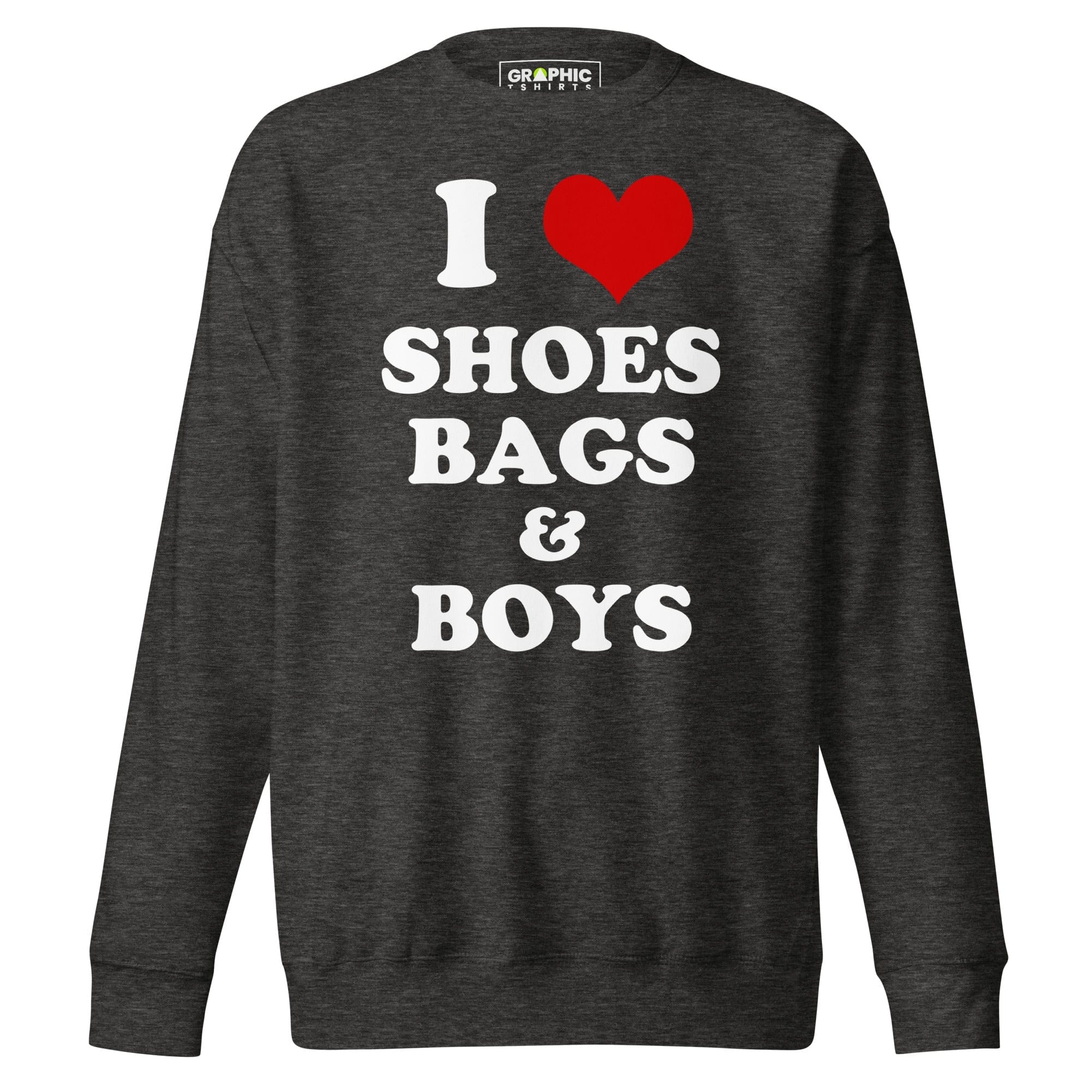 GRAPHIC T-SHIRTS Sweatshirt Charcoal Heather / S Women's Premium Sweatshirt - I Love Shoes Bags & Boys