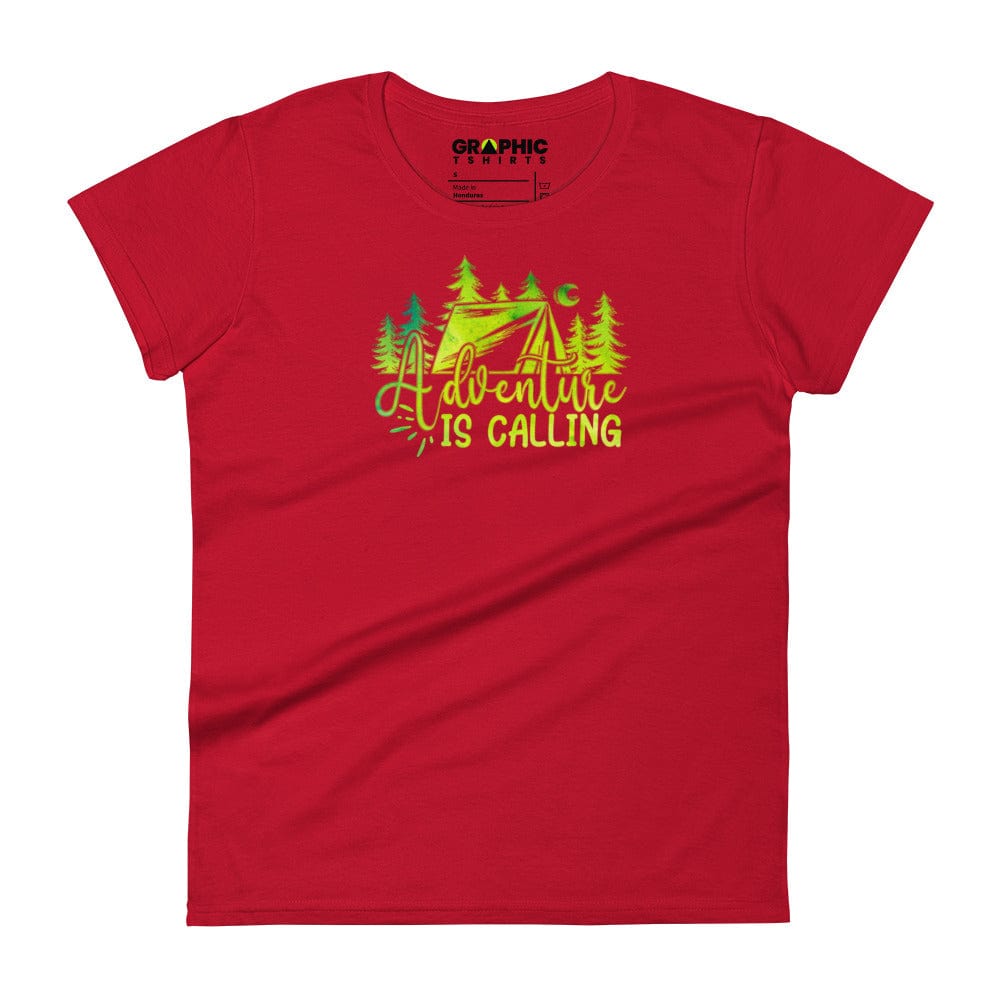 GRAPHIC T-SHIRTS True Red / S Women's Fashion Fit T-Shirt - Adventure Is Calling