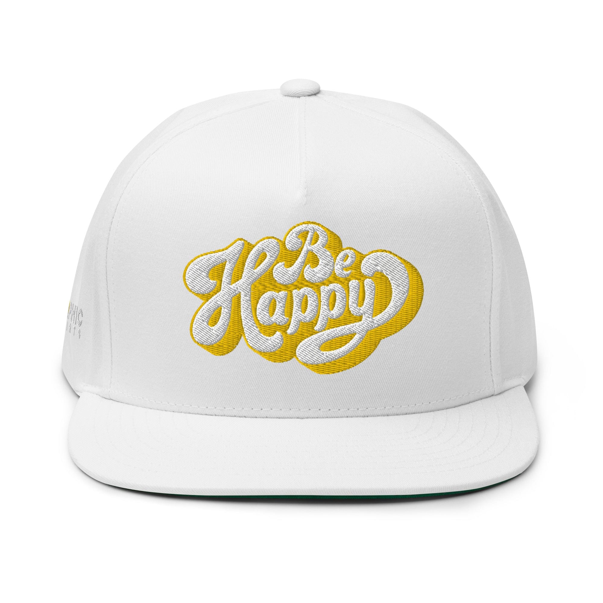 GRAPHIC T-SHIRTS White Flat Bill Cap - Be Happy