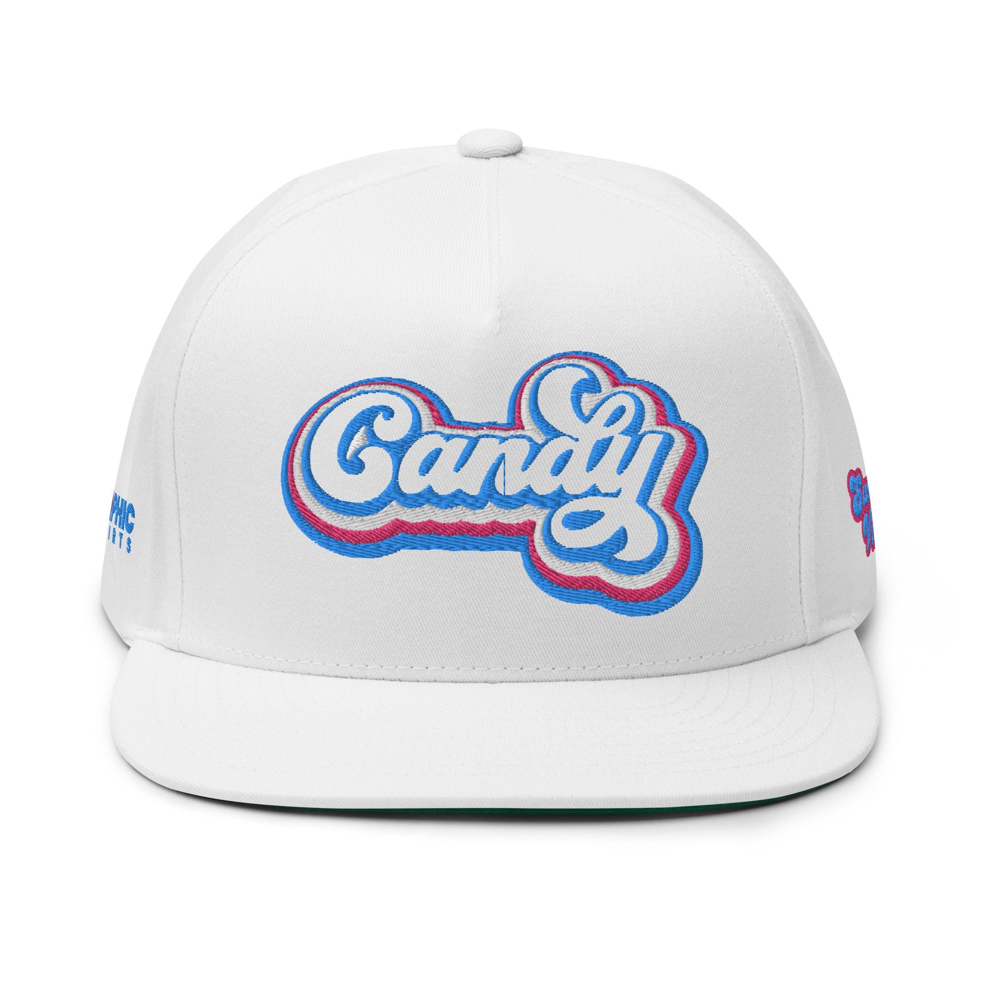 GRAPHIC T-SHIRTS White Flat Bill Cap - CANDY