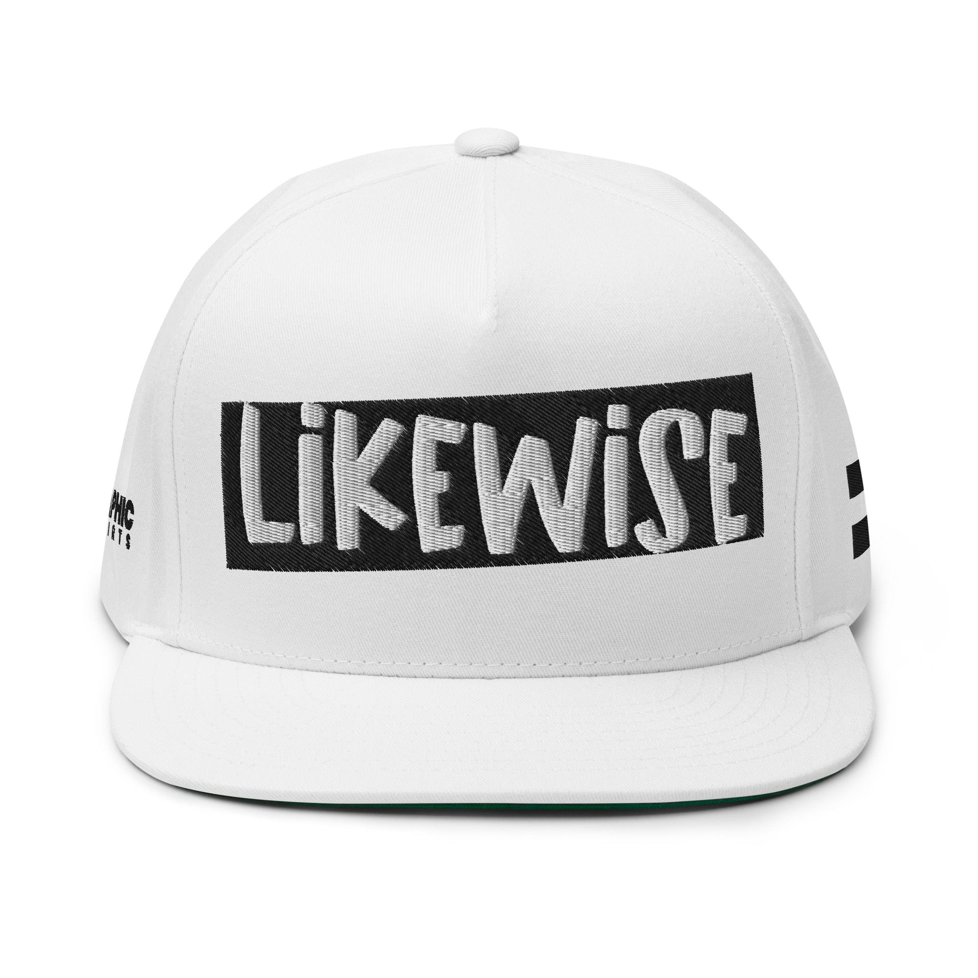 GRAPHIC T-SHIRTS White Flat Bill Cap - LIKEWISE