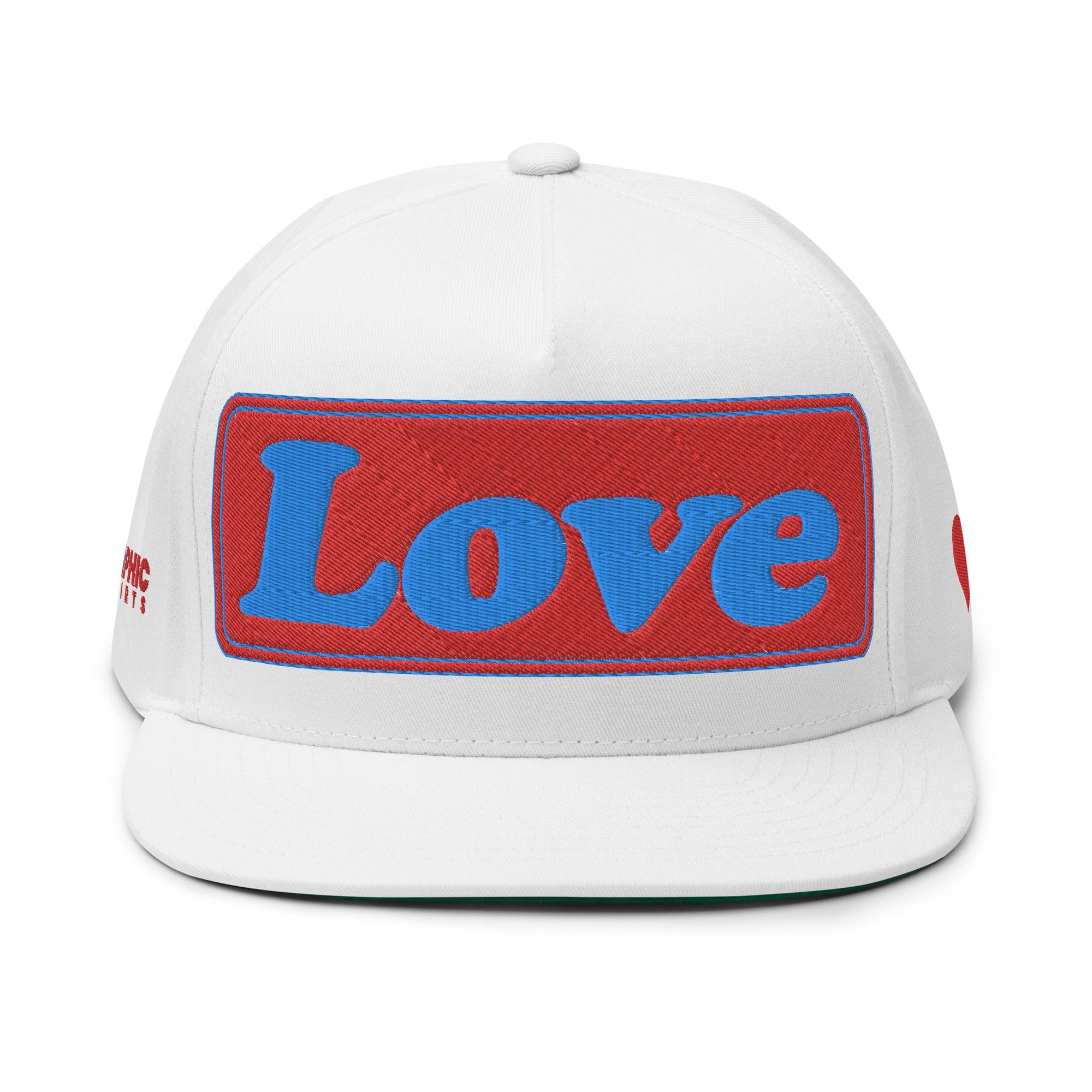 GRAPHIC T-SHIRTS White Flat Bill Cap - LOVE