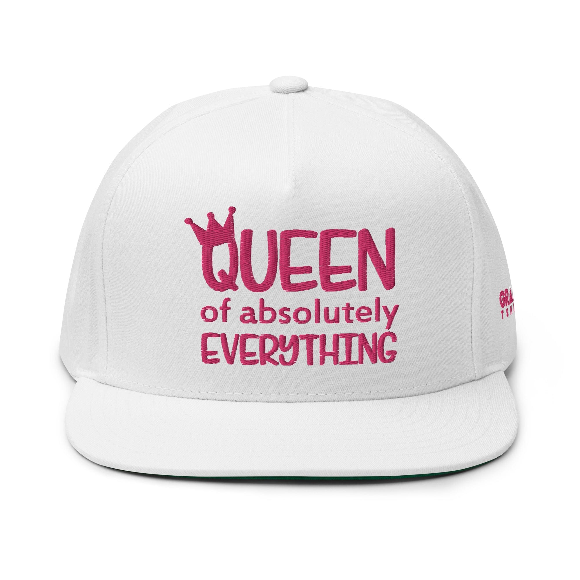 GRAPHIC T-SHIRTS White Flat Bill Cap - Queen Of Absolutely Everything